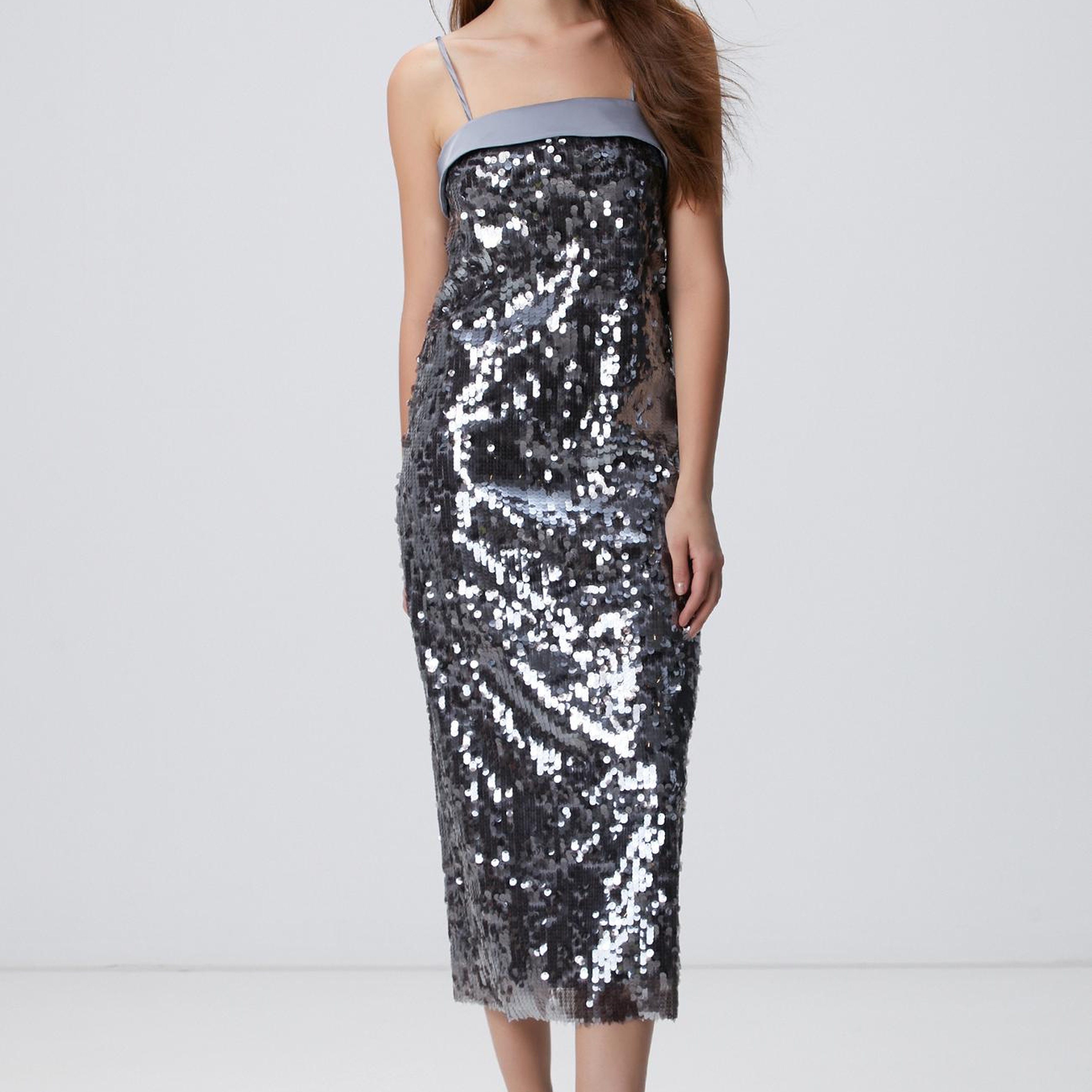 Network Kadın Antrasit Payetli Abiye Elbise