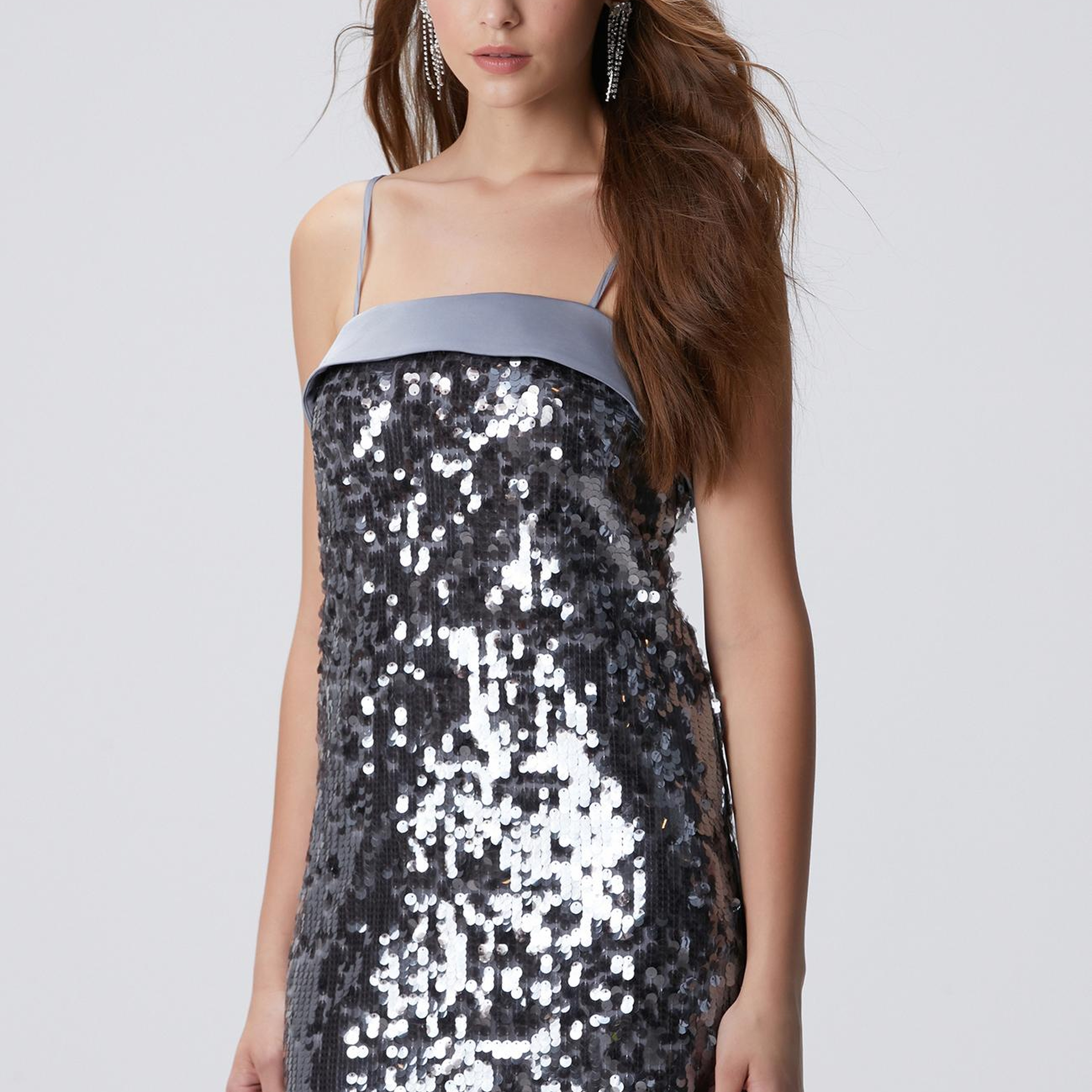 Network Kadın Antrasit Payetli Abiye Elbise