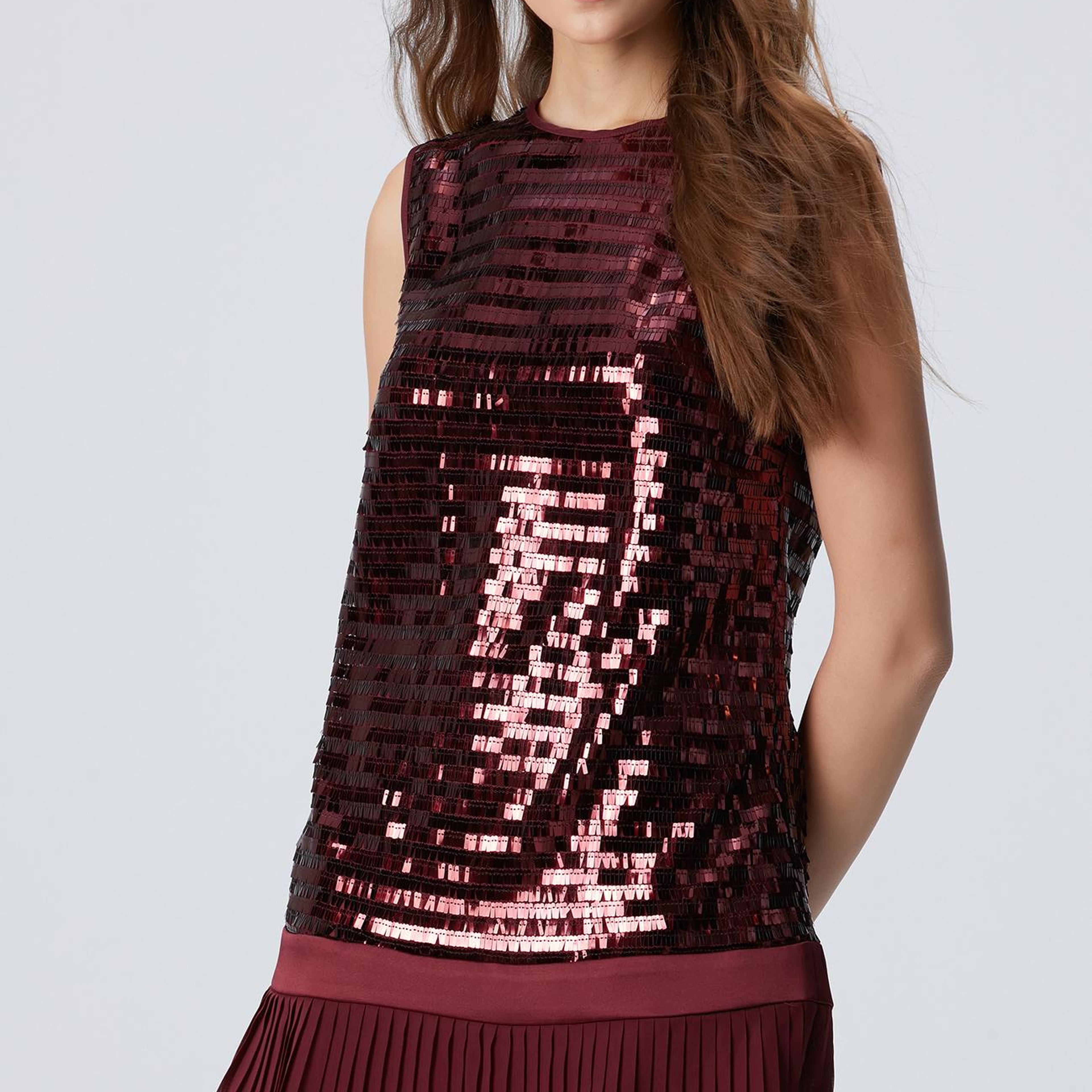 Network Kadın Vişne Payetli Mini Abiye Elbise