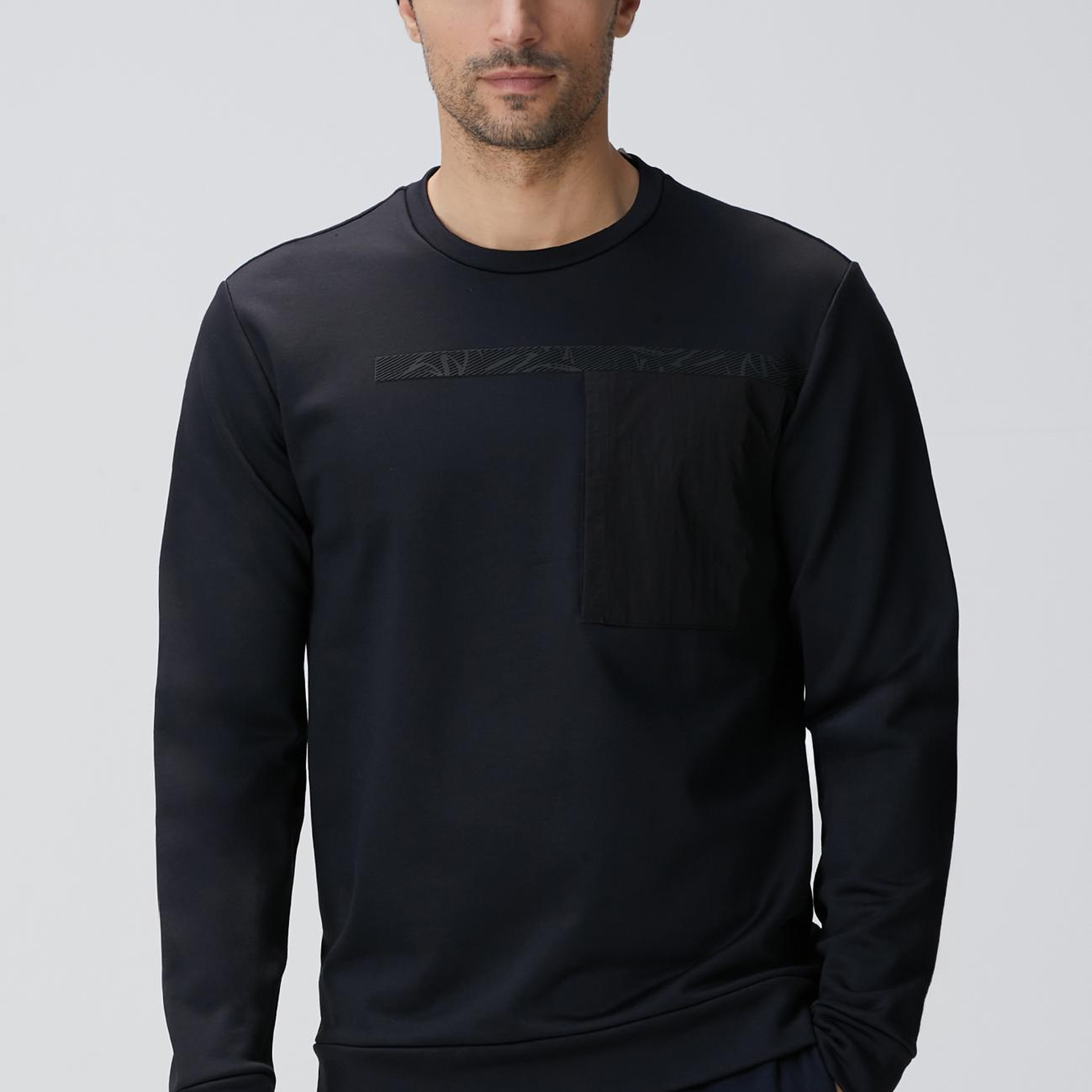 Network Erkek Siyah Baskılı Sweatshirt