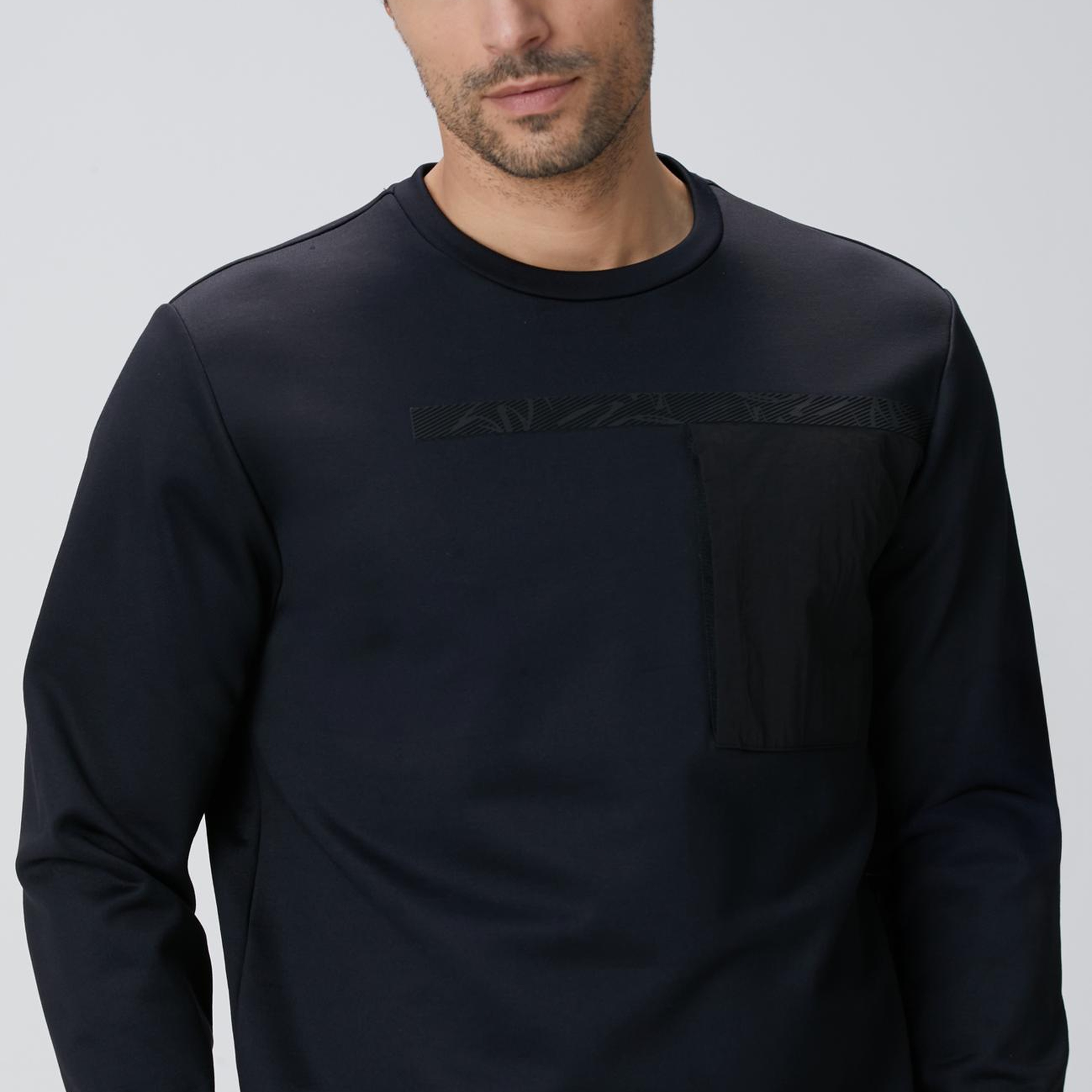 Network Erkek Siyah Baskılı Sweatshirt