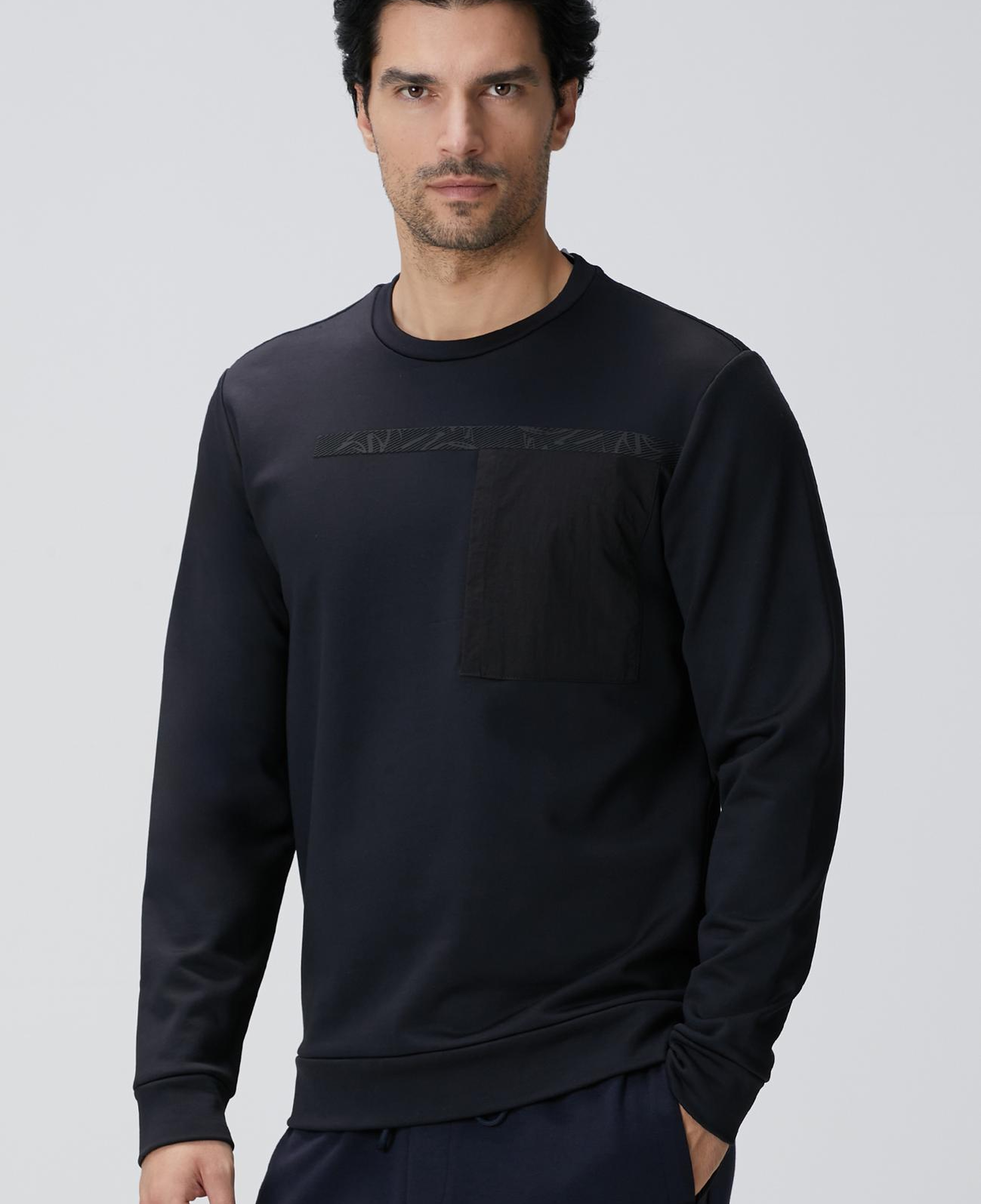 Network Erkek Siyah Baskılı Sweatshirt