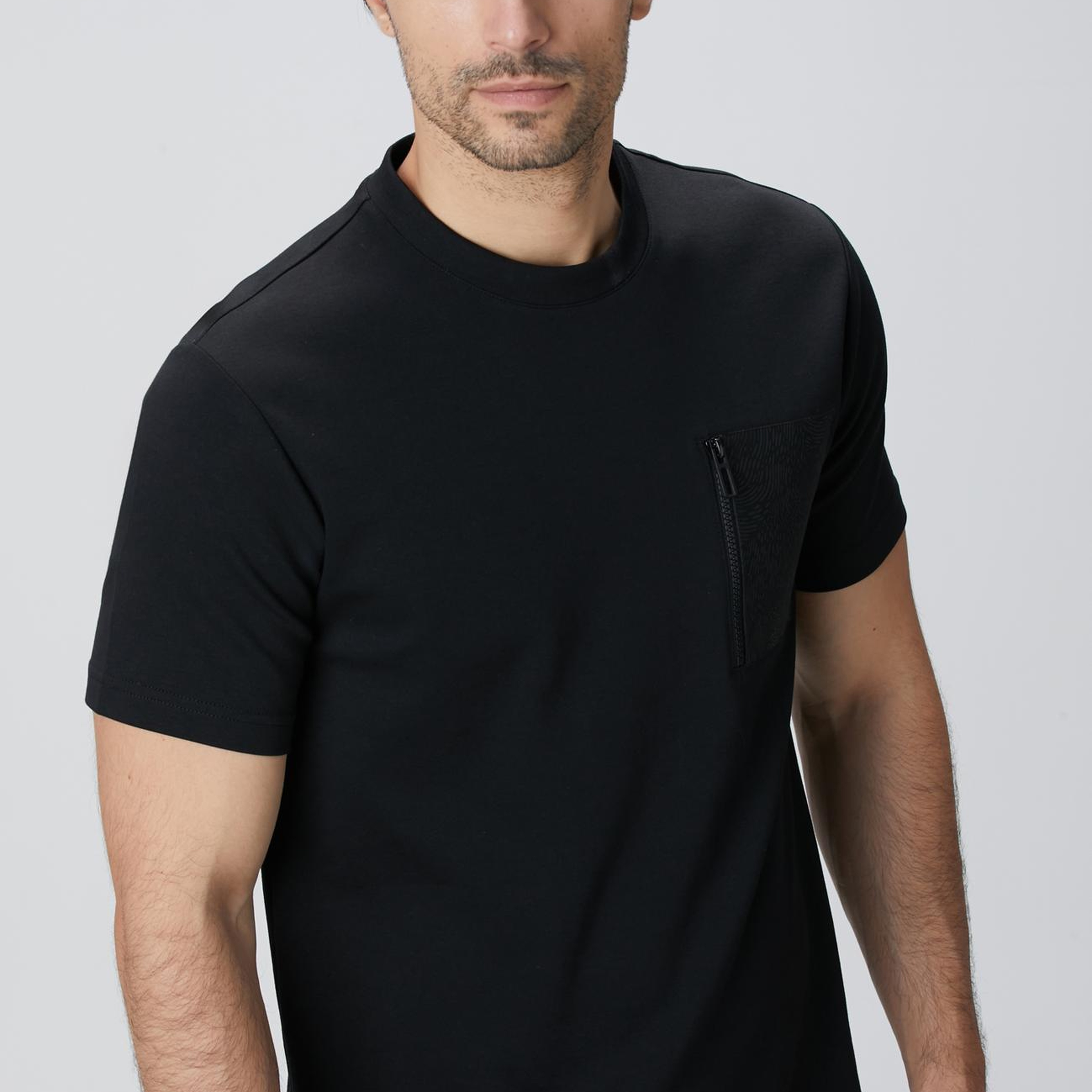 Network Erkek N-Tech Siyah Fermuar Cep Detaylı T-shirt