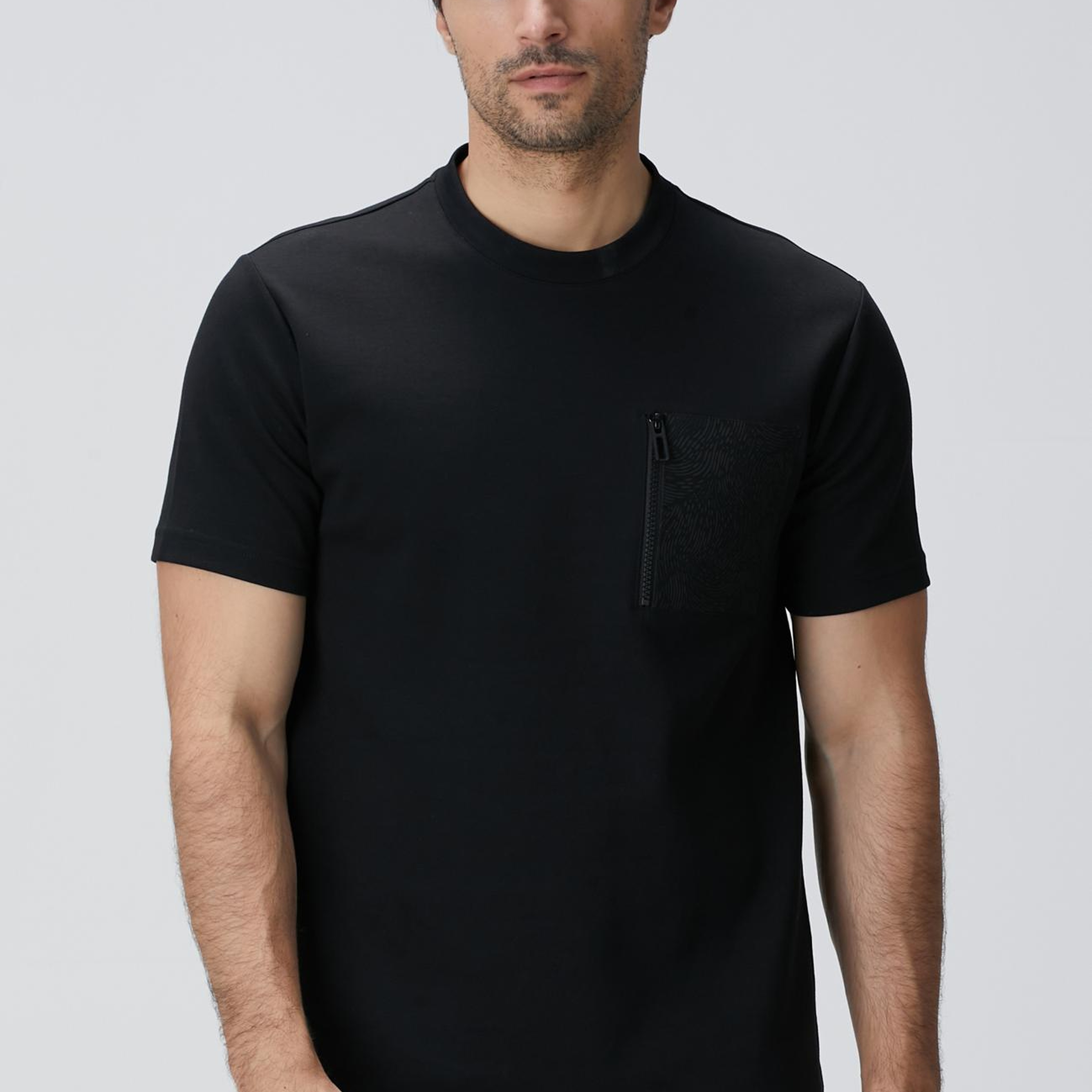 Network Erkek N-Tech Siyah Fermuar Cep Detaylı T-shirt