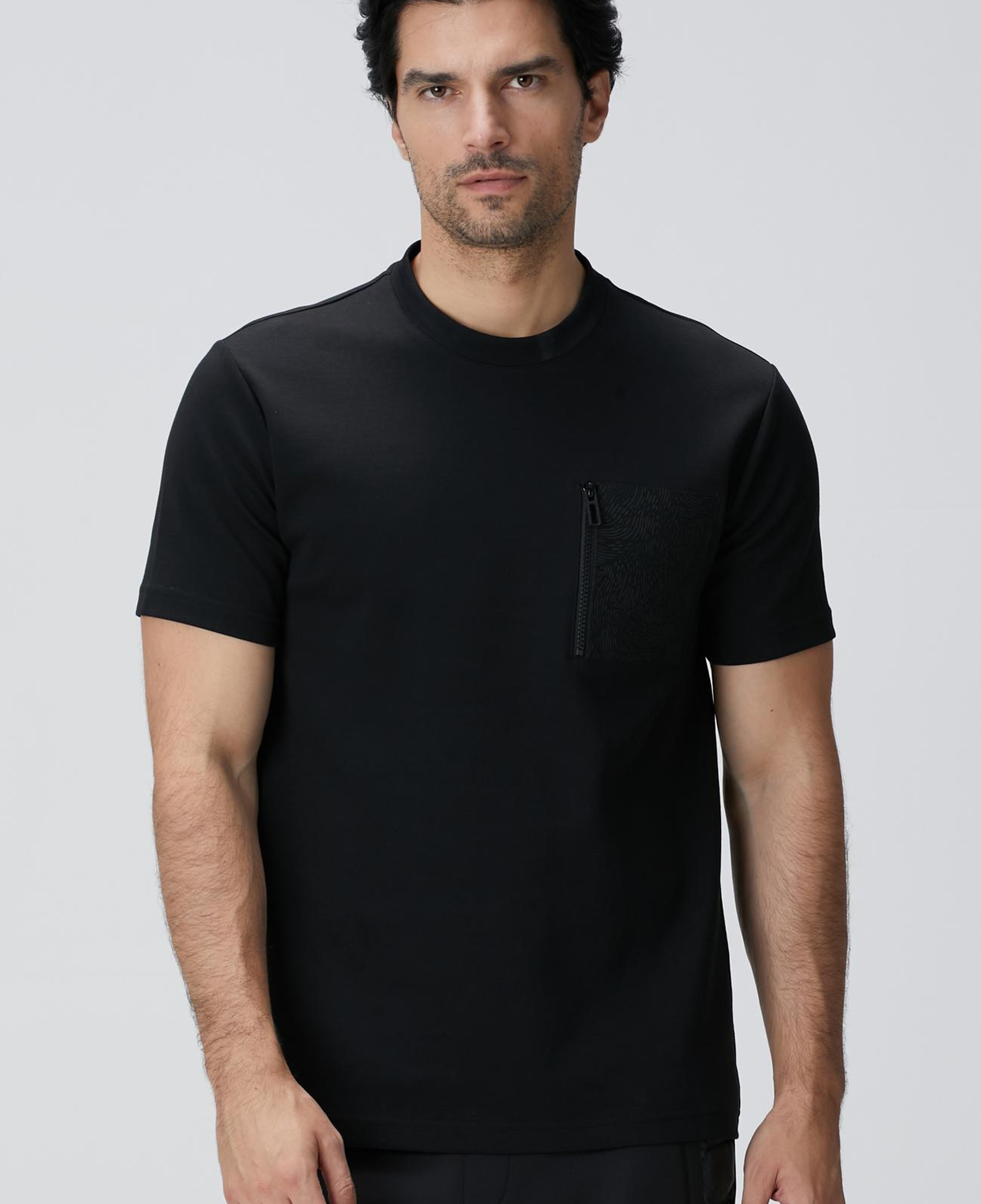 Network Erkek N-Tech Siyah Fermuar Cep Detaylı T-shirt