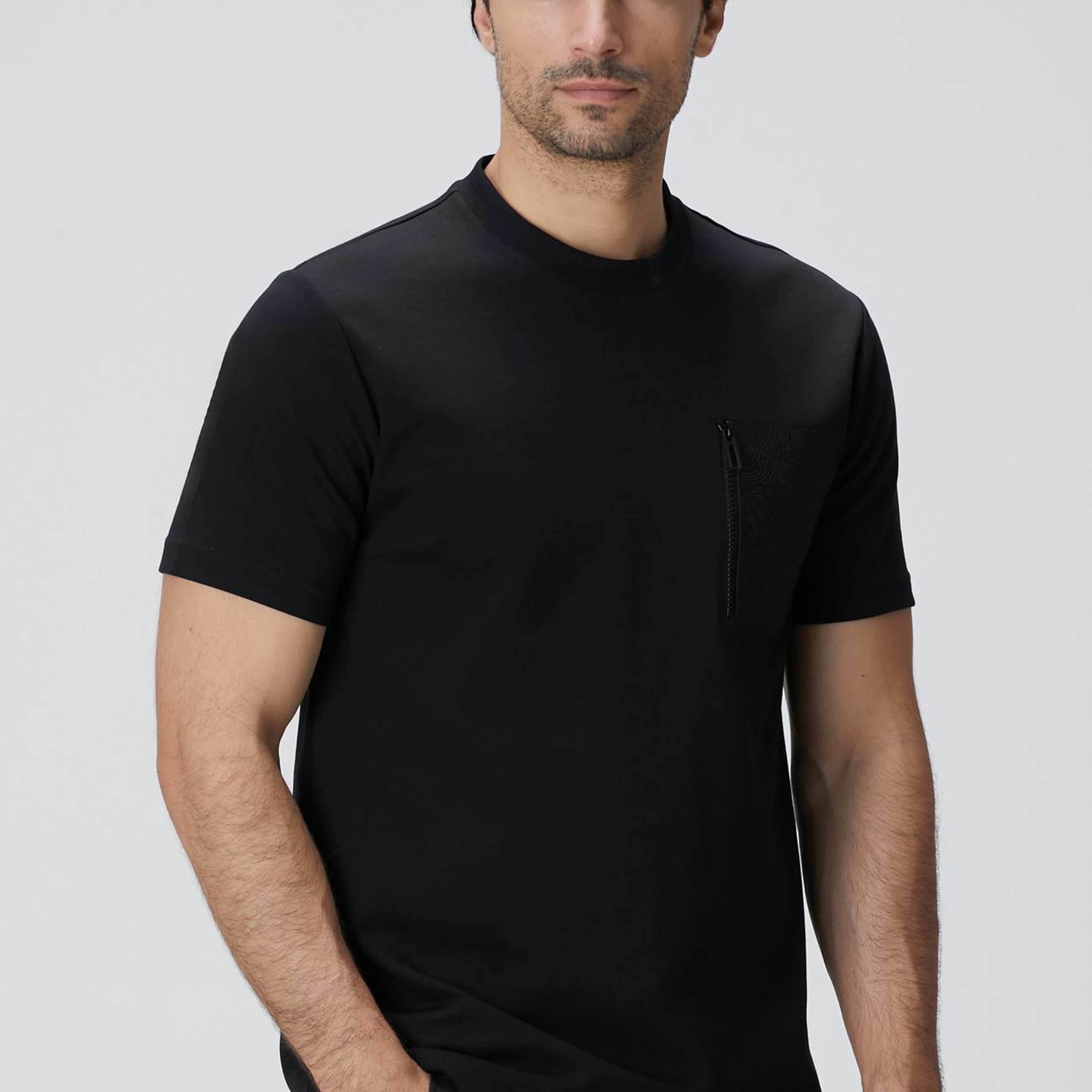 Network Erkek N-Tech Siyah Fermuar Cep Detaylı T-shirt