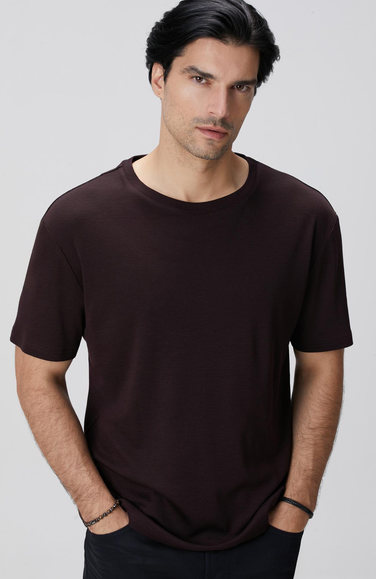 Network Erkek Bordo Yün T-shirt