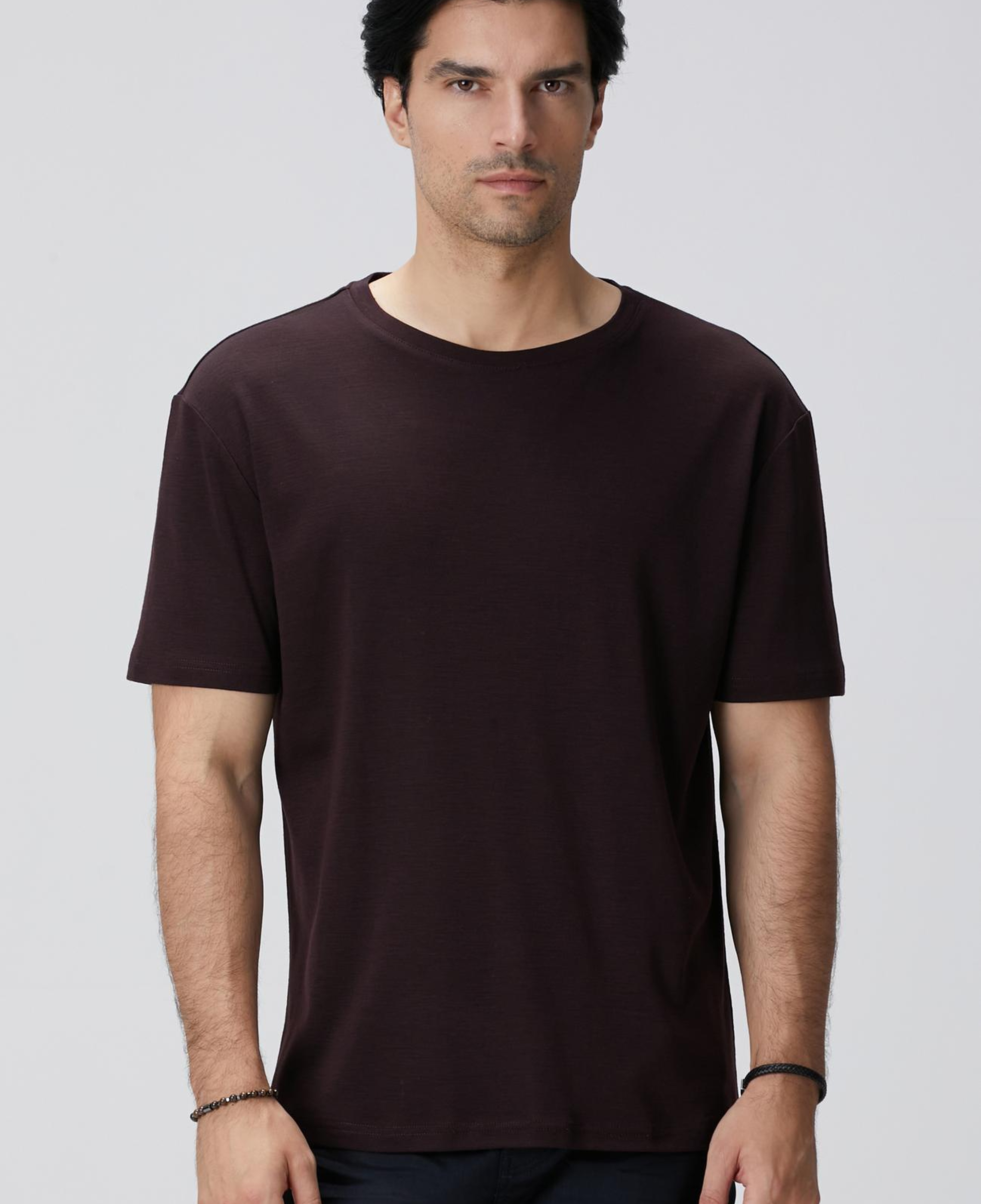 Network Erkek Bordo Yün T-shirt