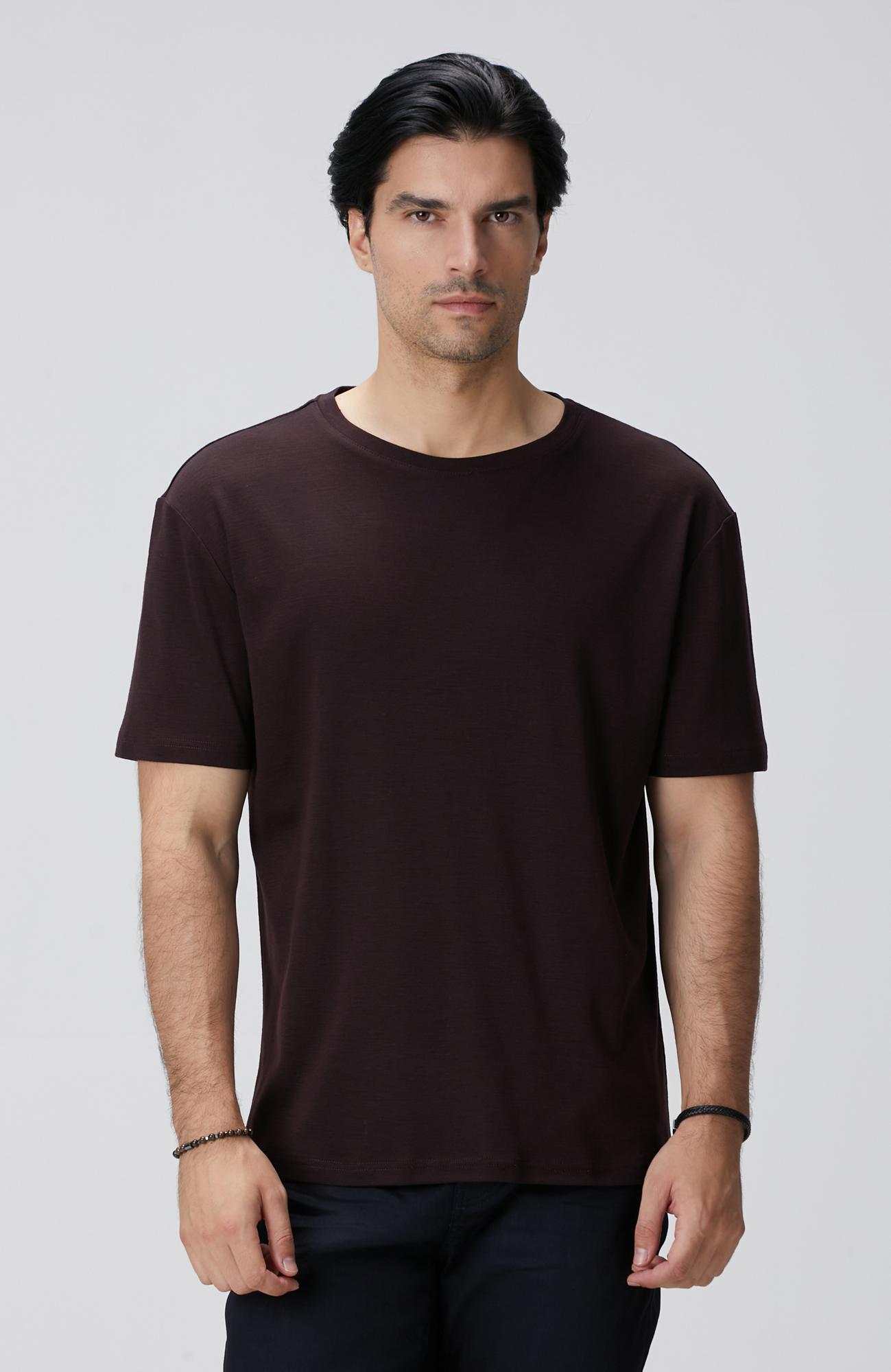 Network Erkek Bordo Yün T-shirt