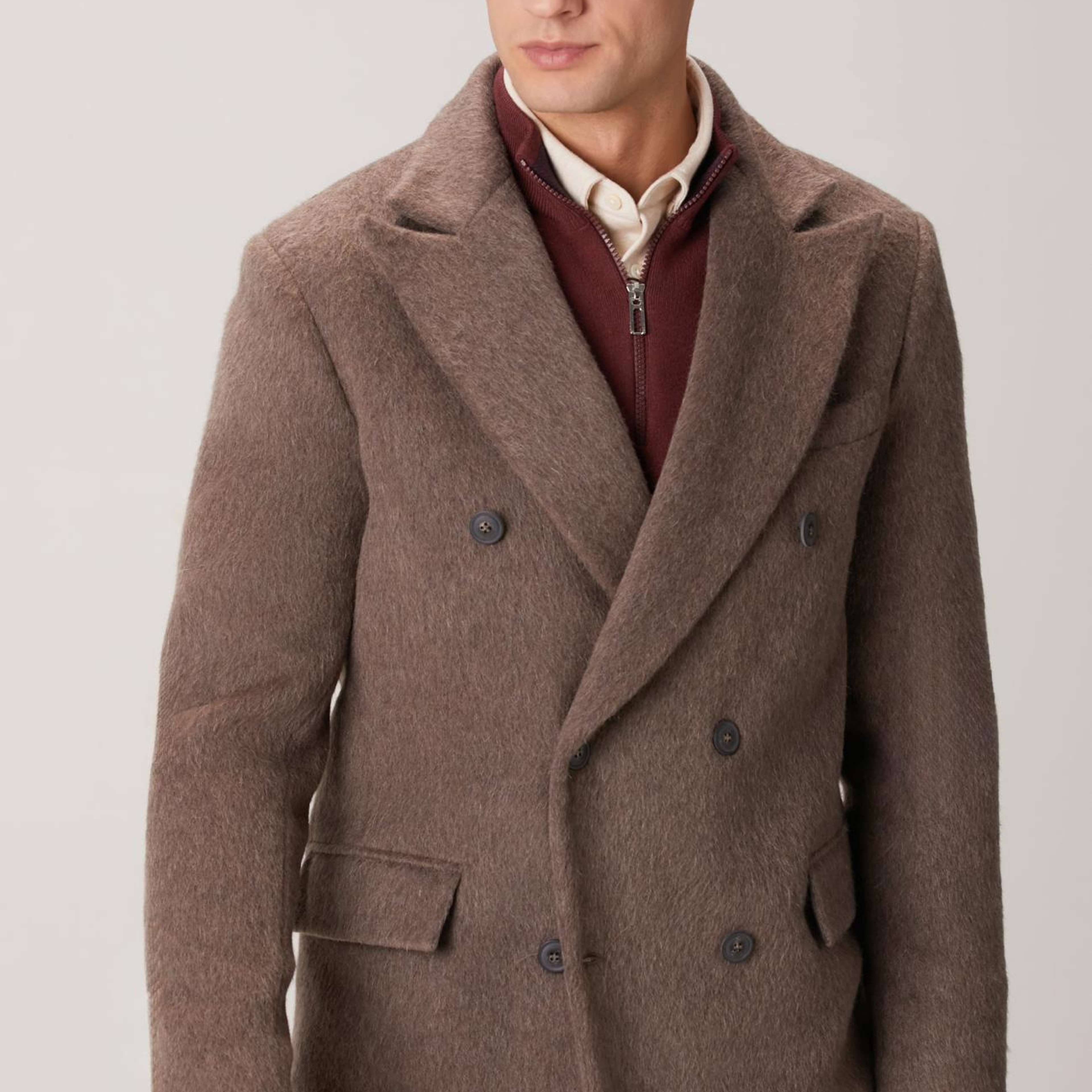 Network Erkek Vizon Yün Karışımlı Palto