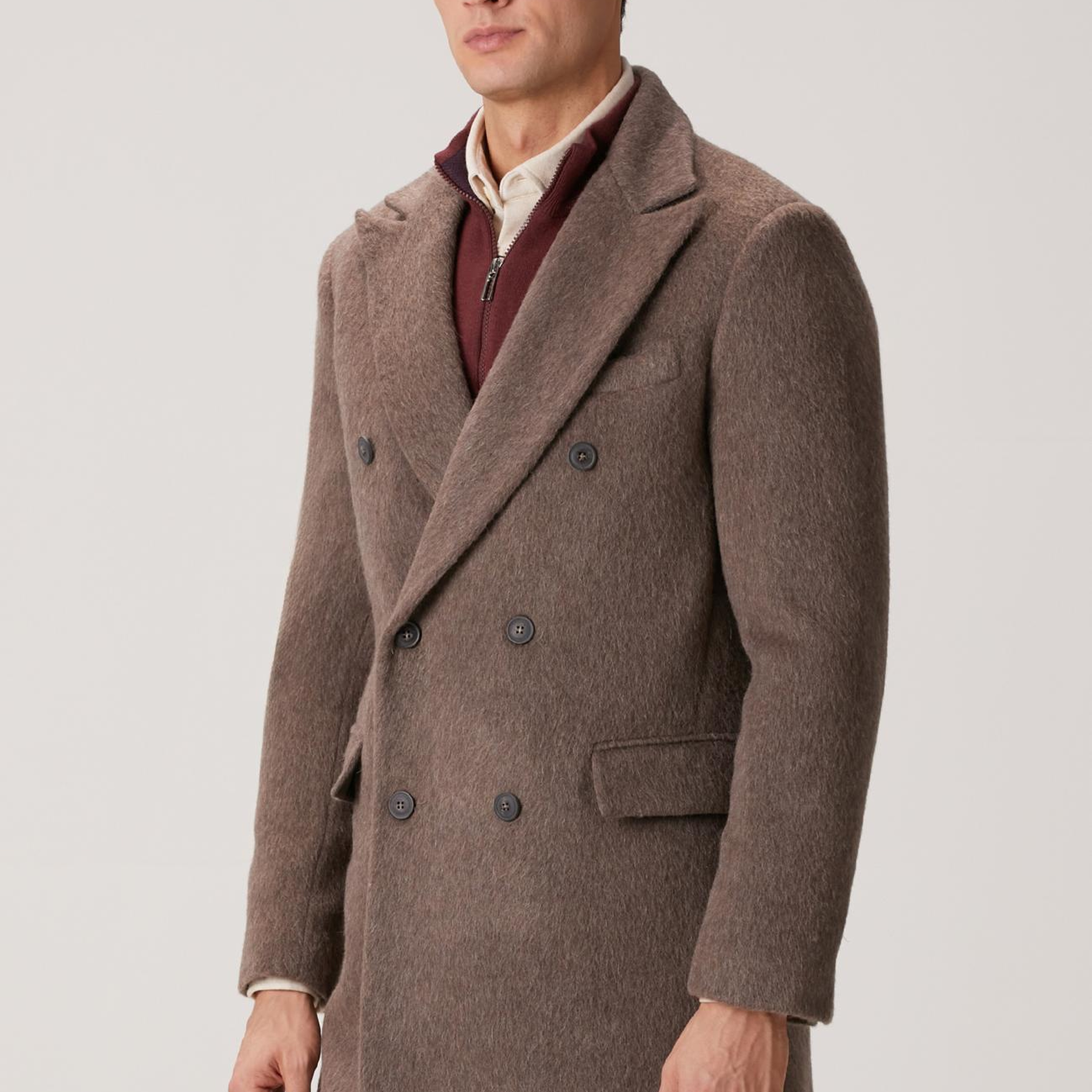 Network Erkek Vizon Yün Karışımlı Palto