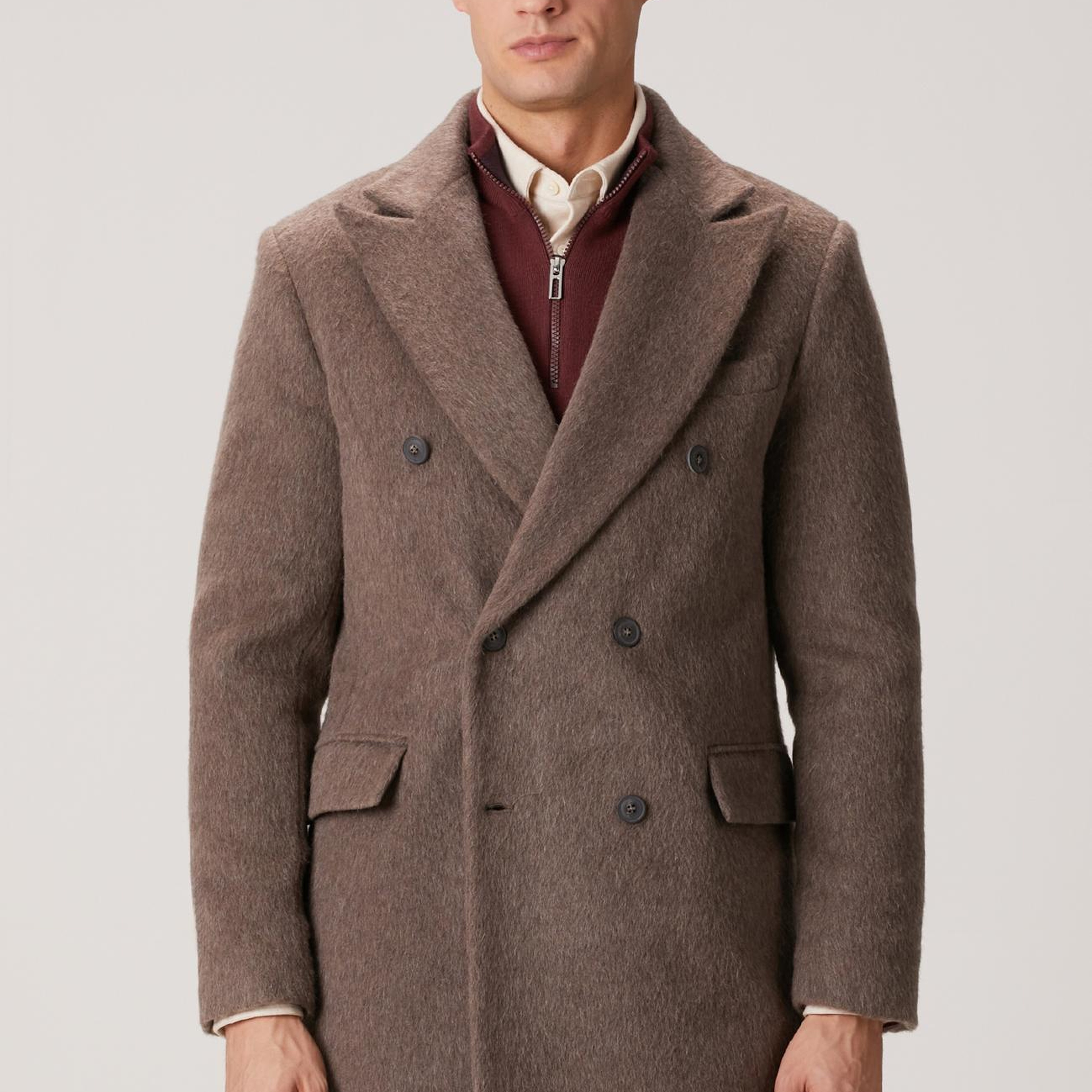 Network Erkek Vizon Yün Karışımlı Palto