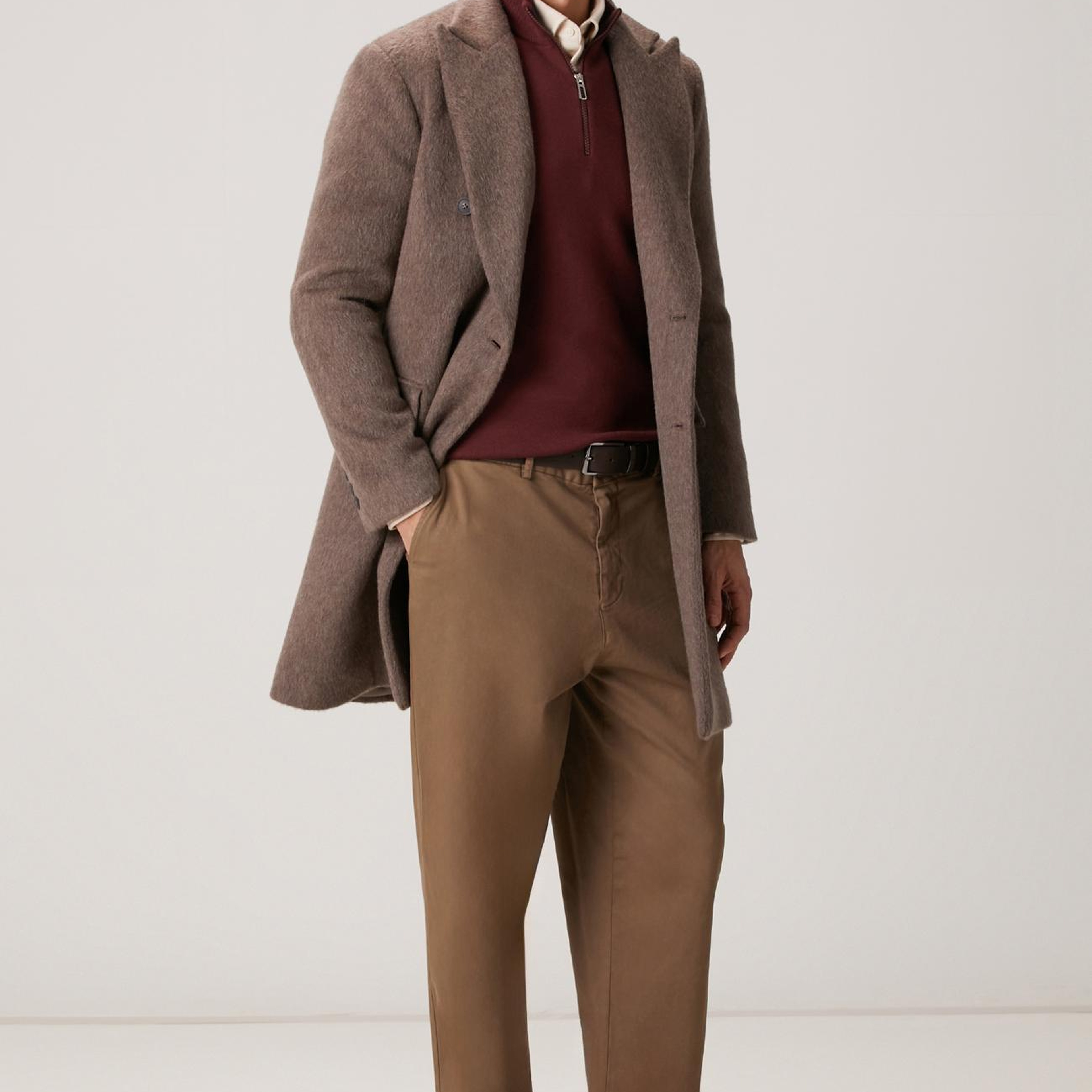 Network Erkek Vizon Yün Karışımlı Palto