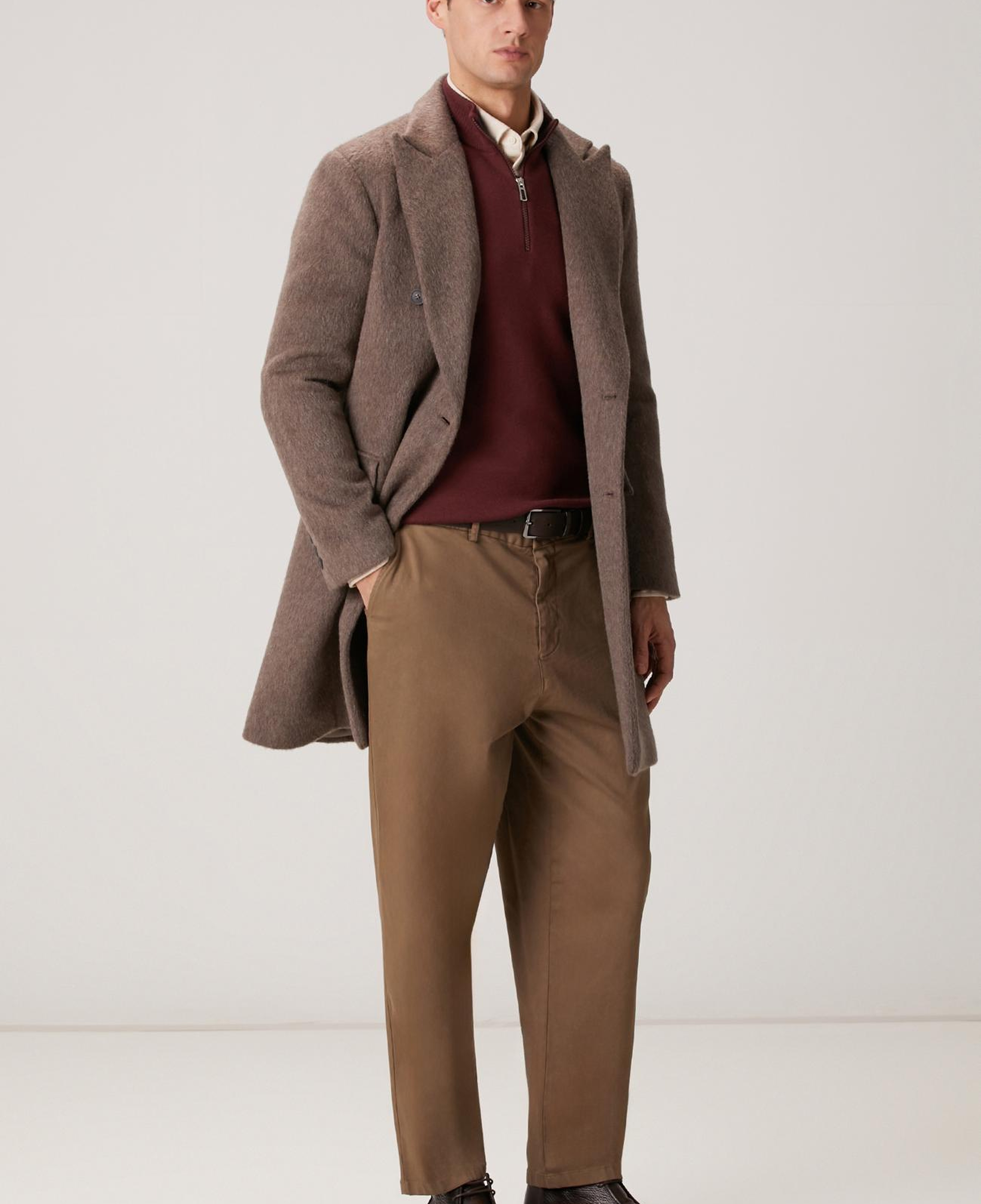 Network Erkek Vizon Yün Karışımlı Palto