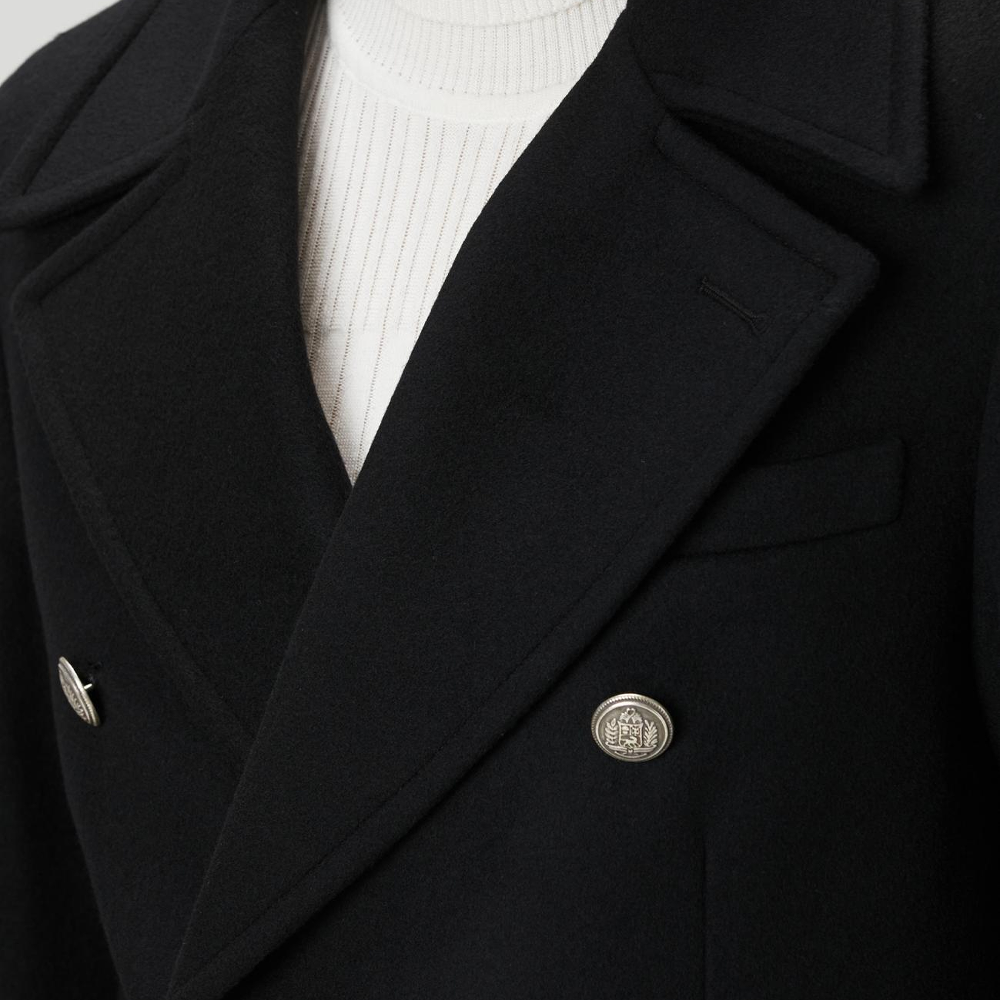 Network Erkek Siyah Yün Kaşmir Karışımlı Palto