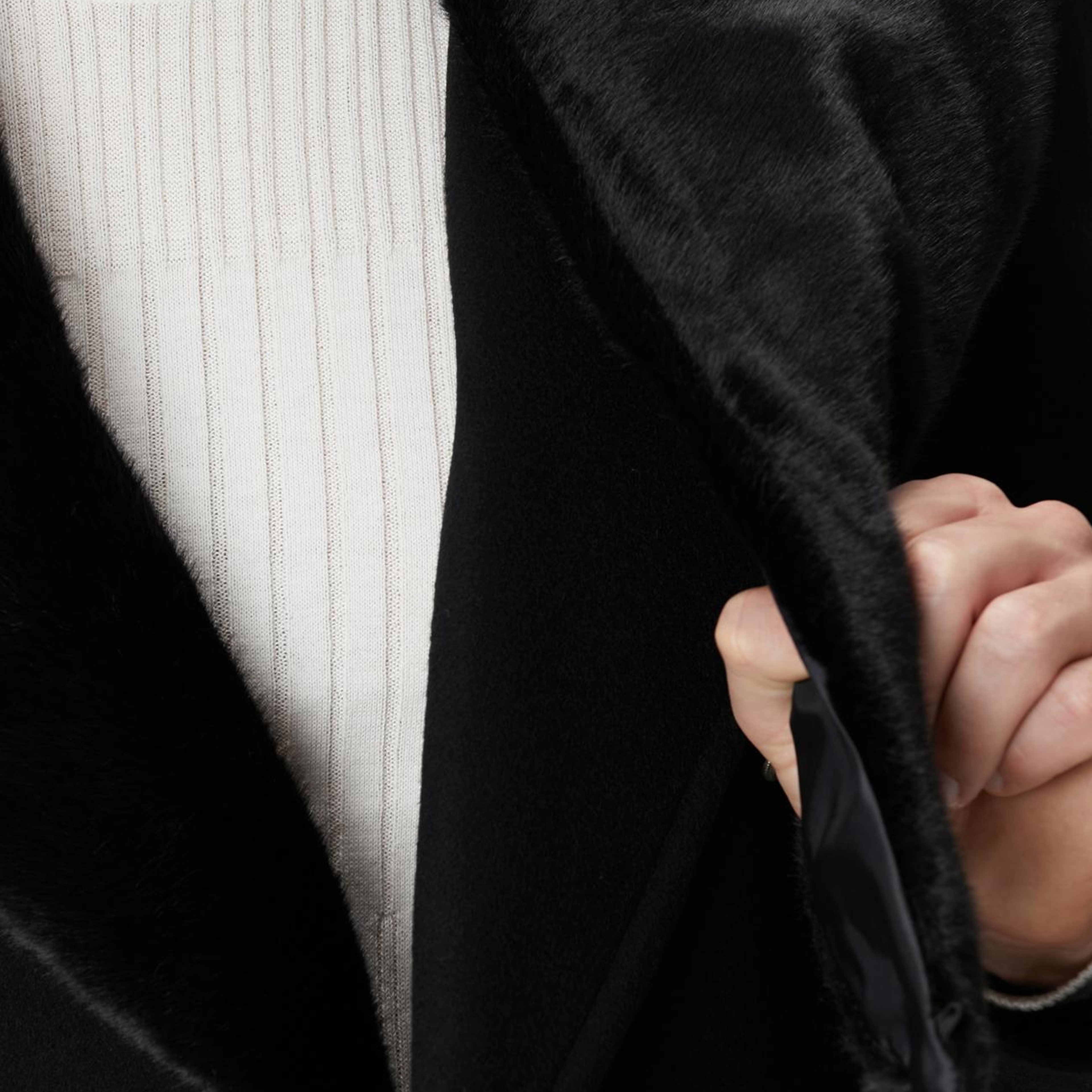 Network Erkek Siyah Yün Kaşmir Karışımlı Palto