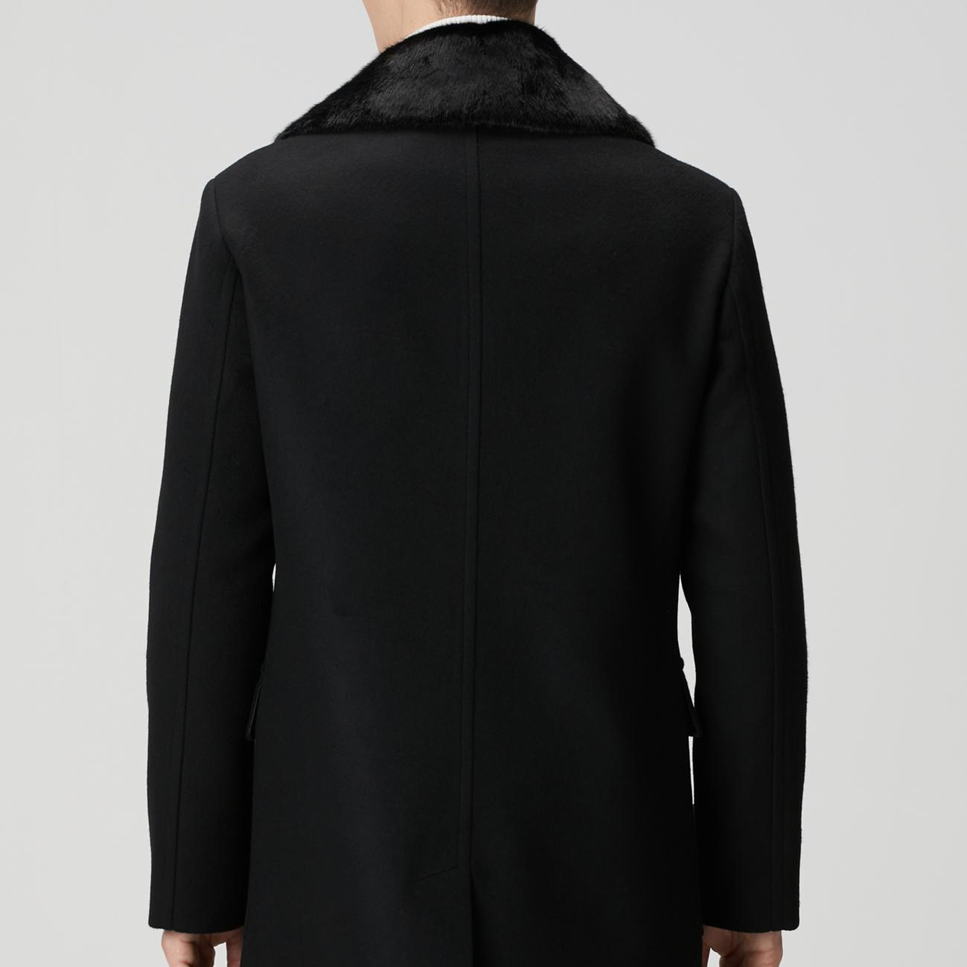 Network Erkek Siyah Yün Kaşmir Karışımlı Palto