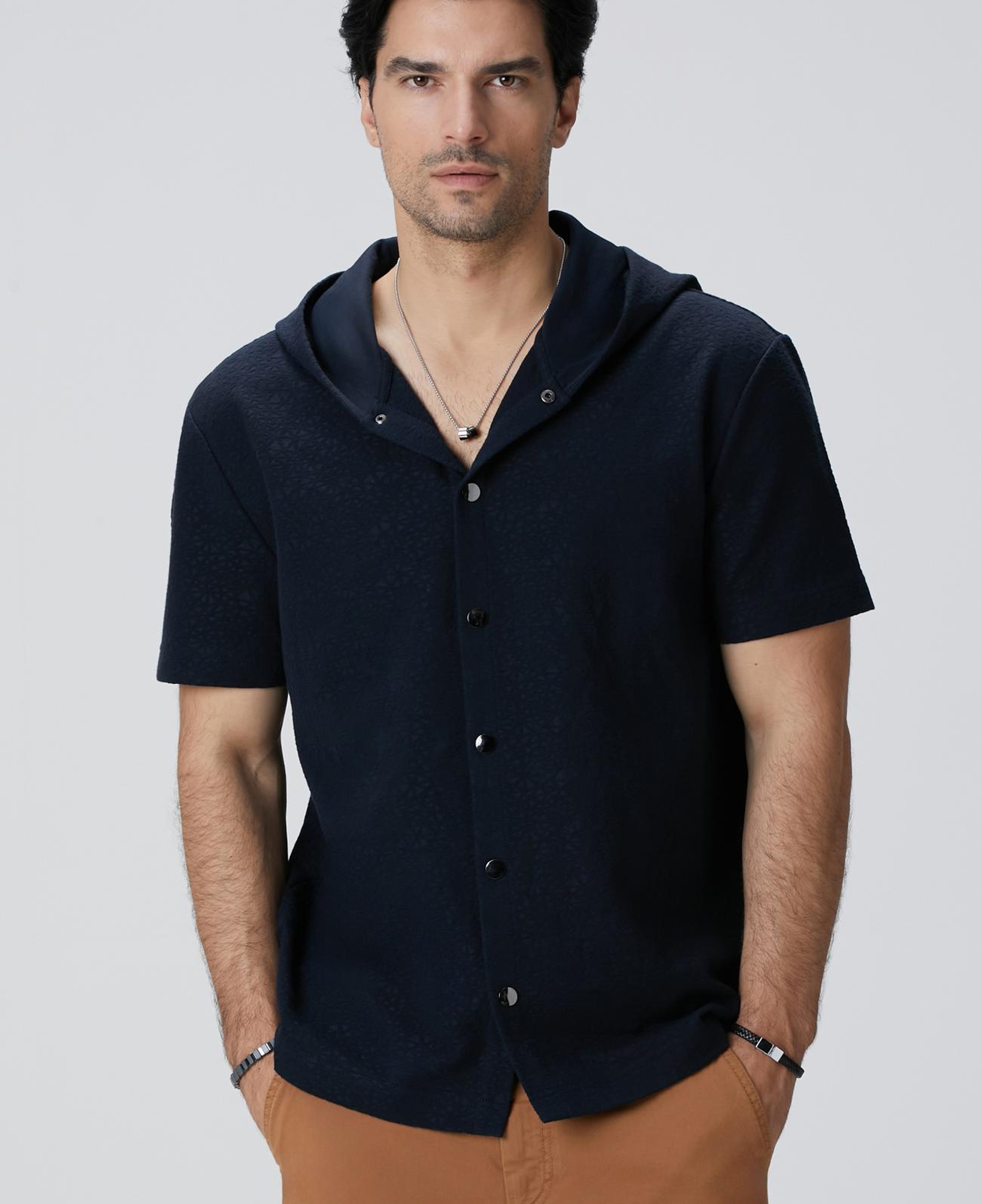 Network Erkek Siyah Jakarlı Gömlek