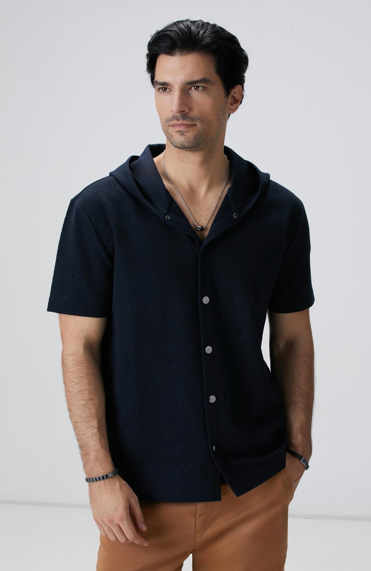 Network Erkek Siyah Jakarlı Gömlek