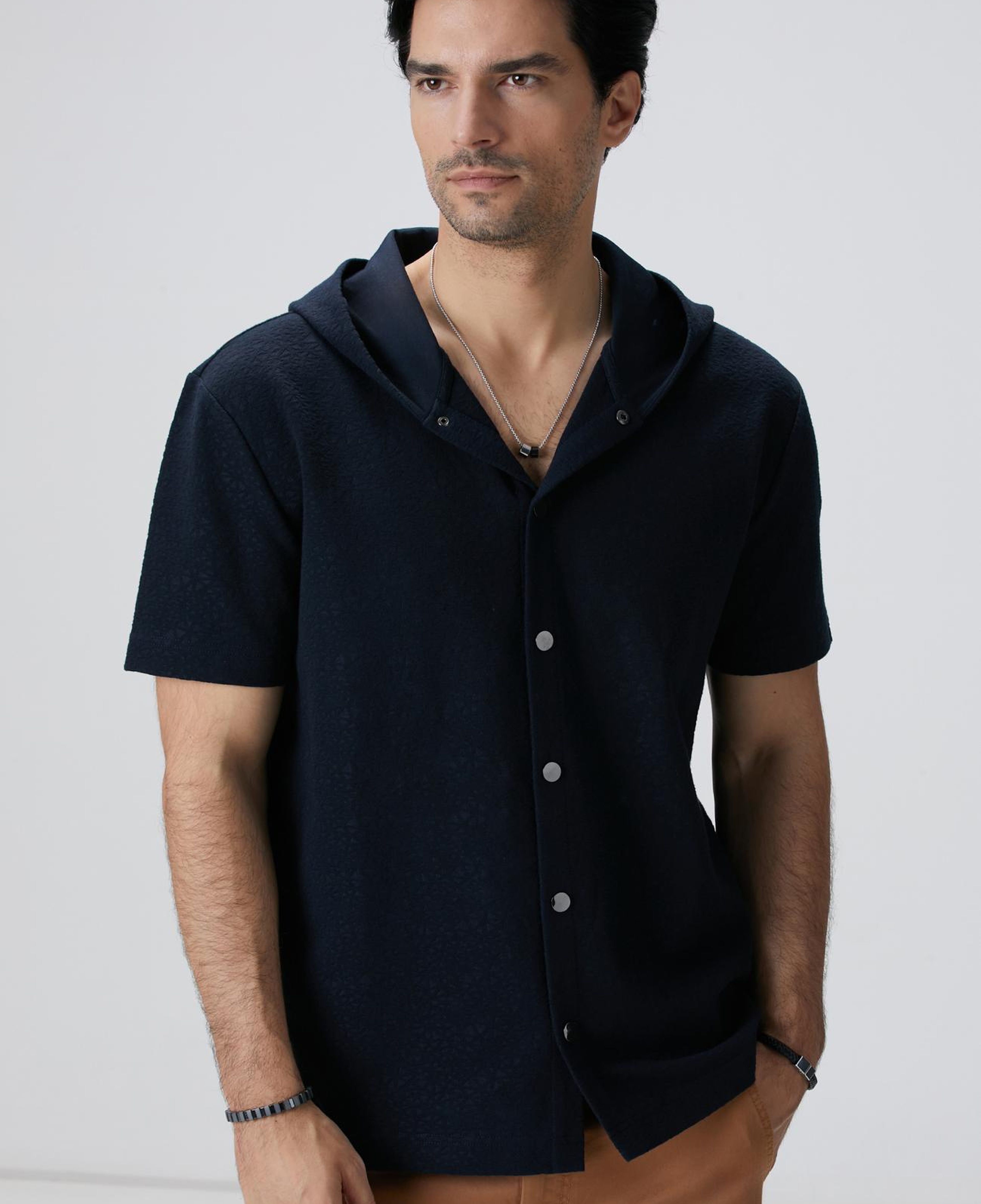 Network Erkek Siyah Jakarlı Gömlek