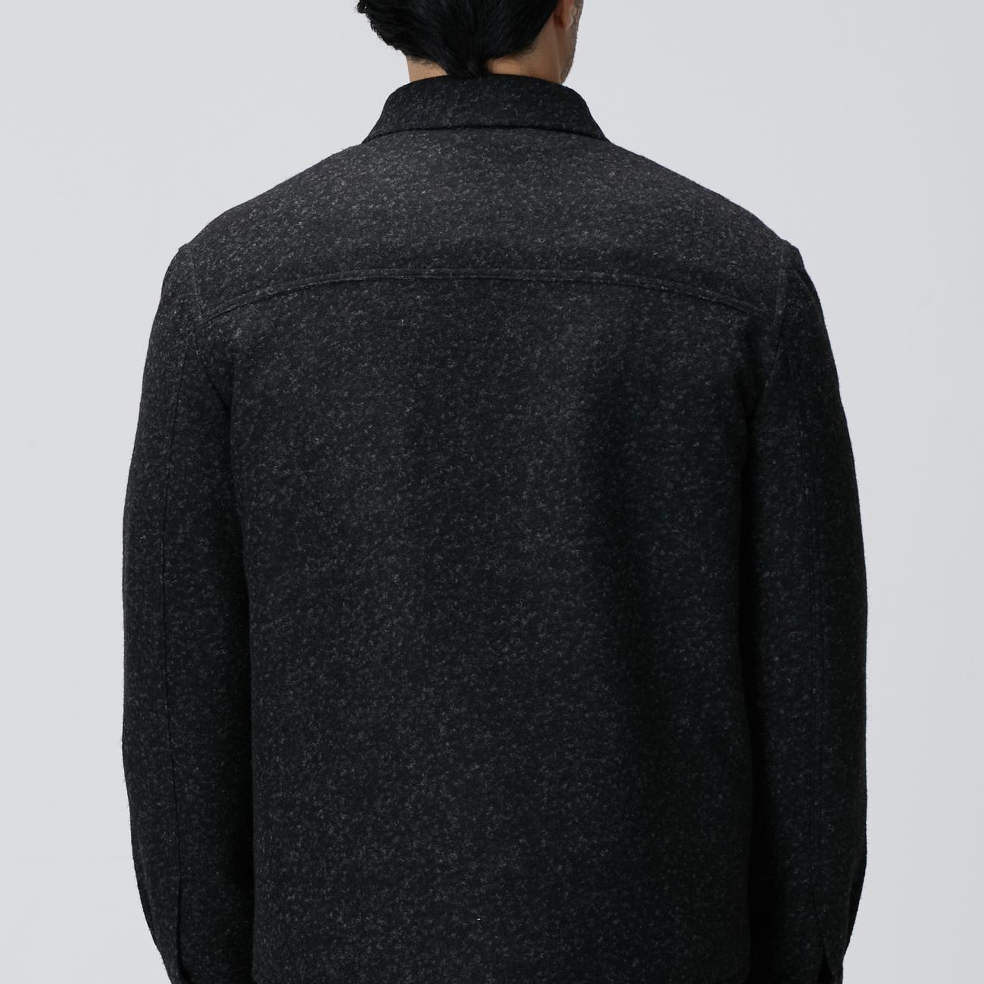 Network Erkek Siyah Yün Karışımlı Deri Cep Detaylı Mont