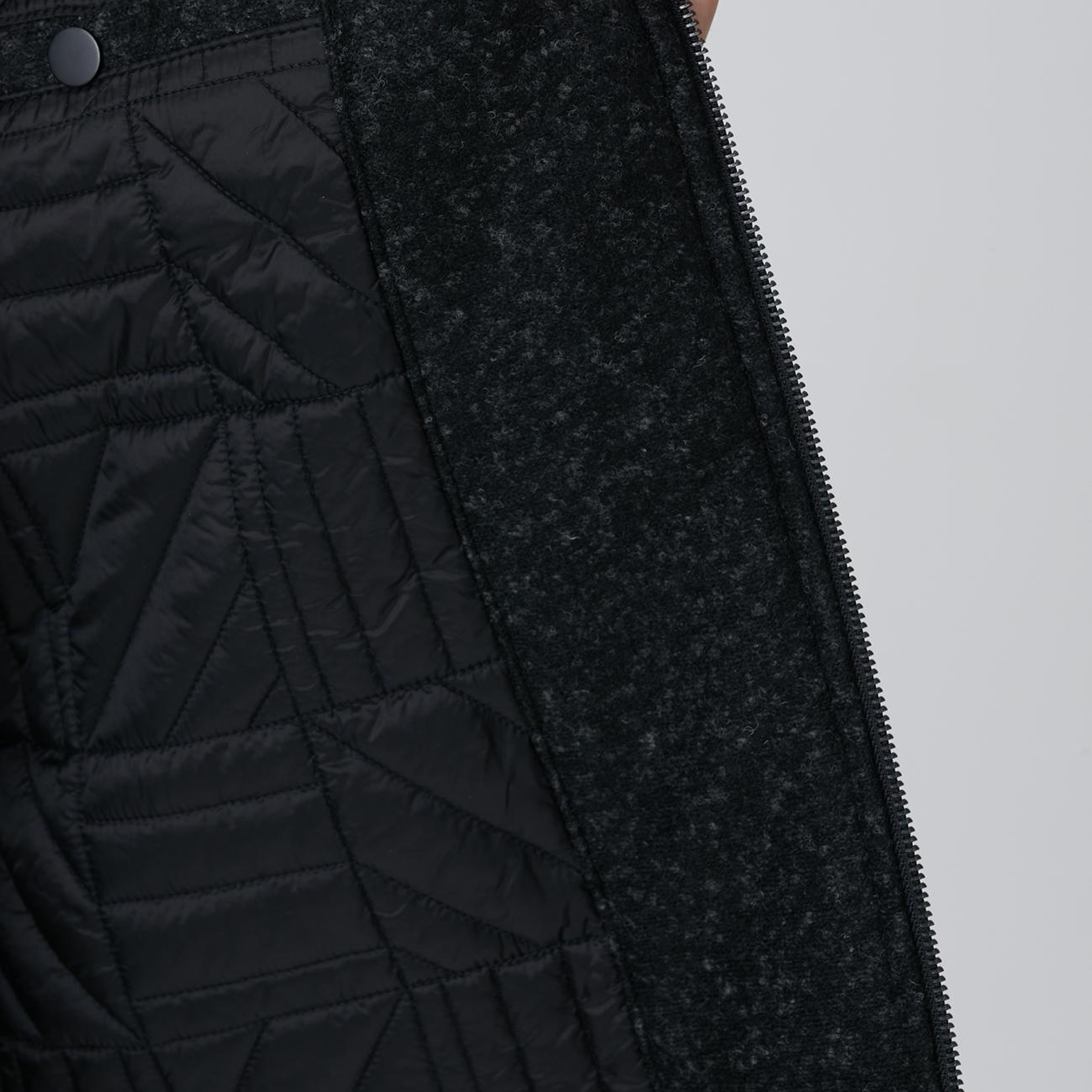 Network Erkek Siyah Yün Karışımlı Deri Cep Detaylı Mont