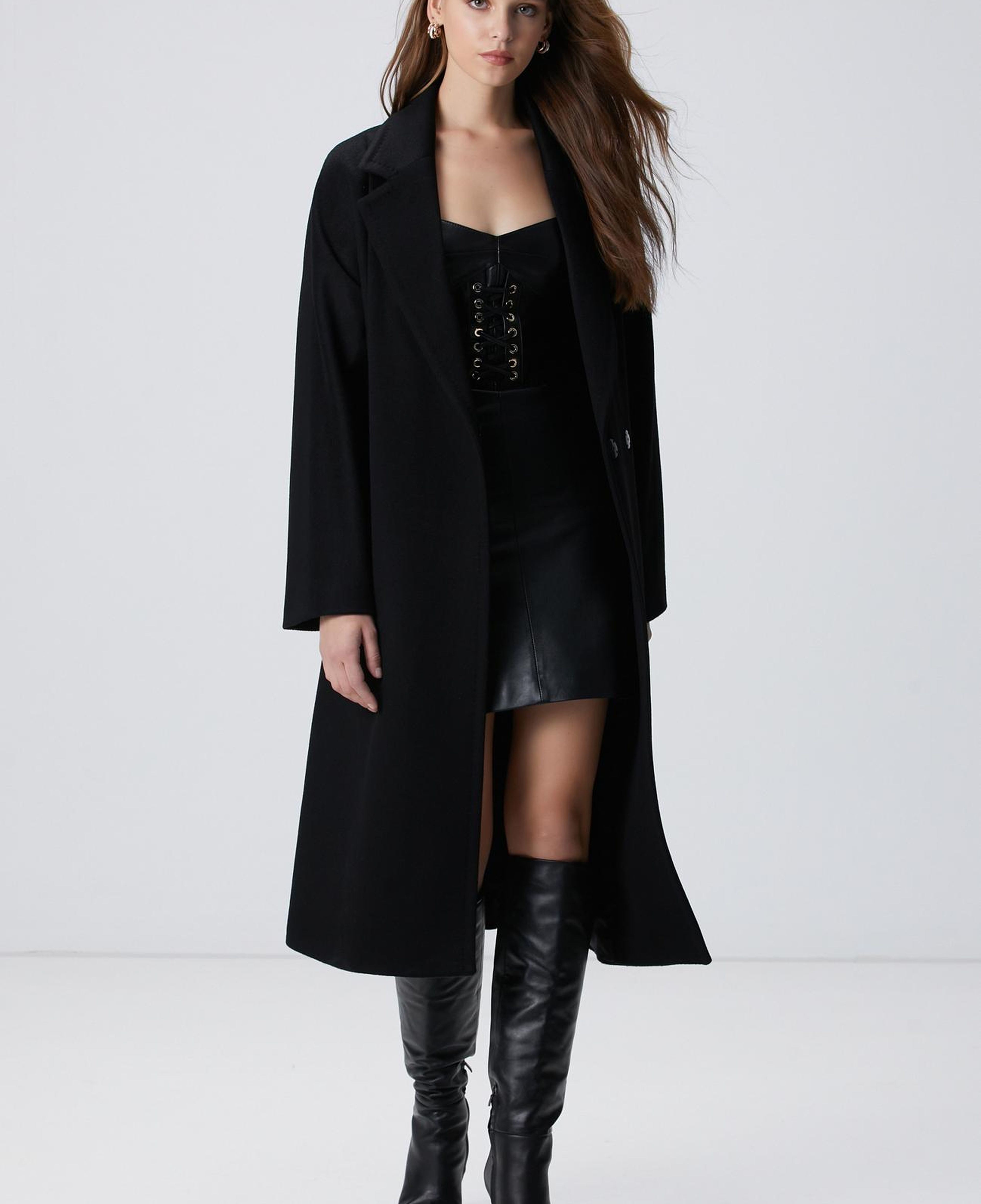 Network Kadın Siyah Deri Elbise