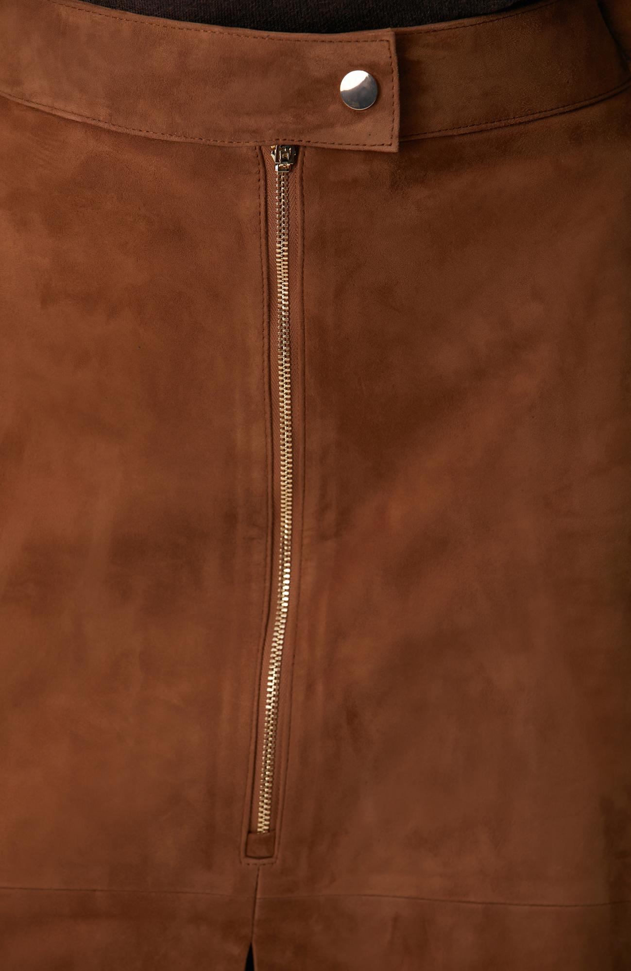 Network Kadın Tarçın Süet Deri Midi Etek