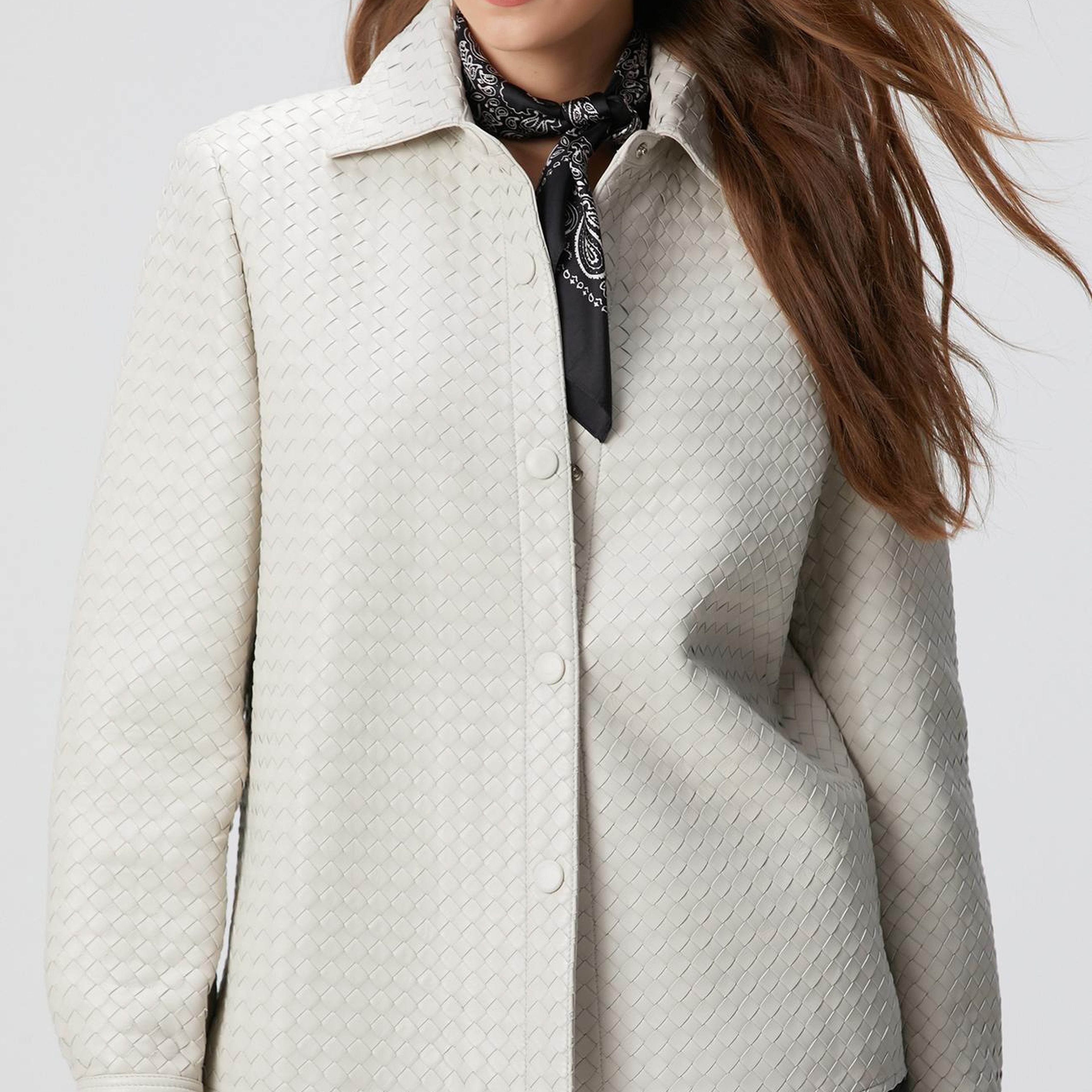 Network Kadın Limited Taş Örgü Desenli Deri Gömlek