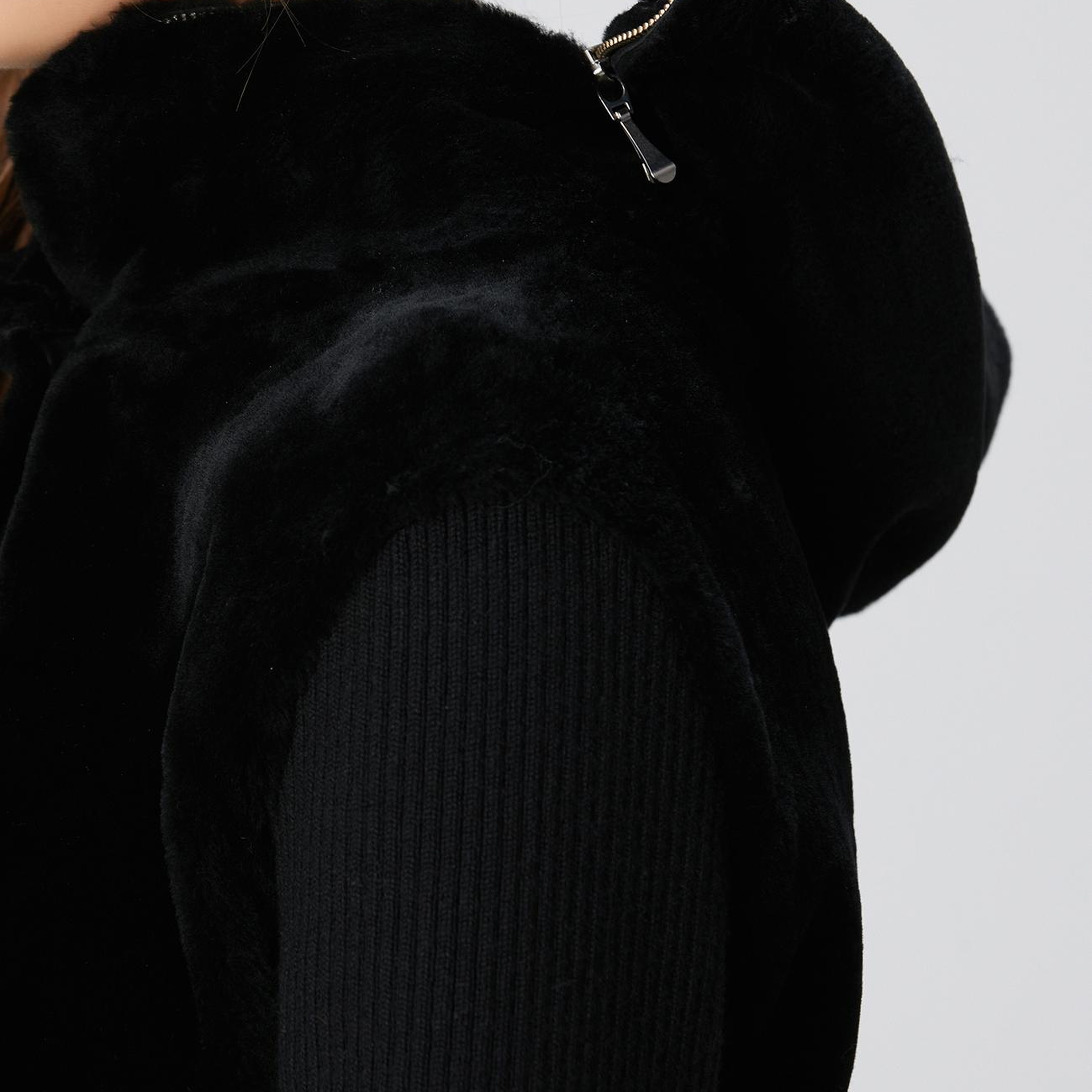 Network Kadın Siyah Kolları Trikolu Deri Kaban