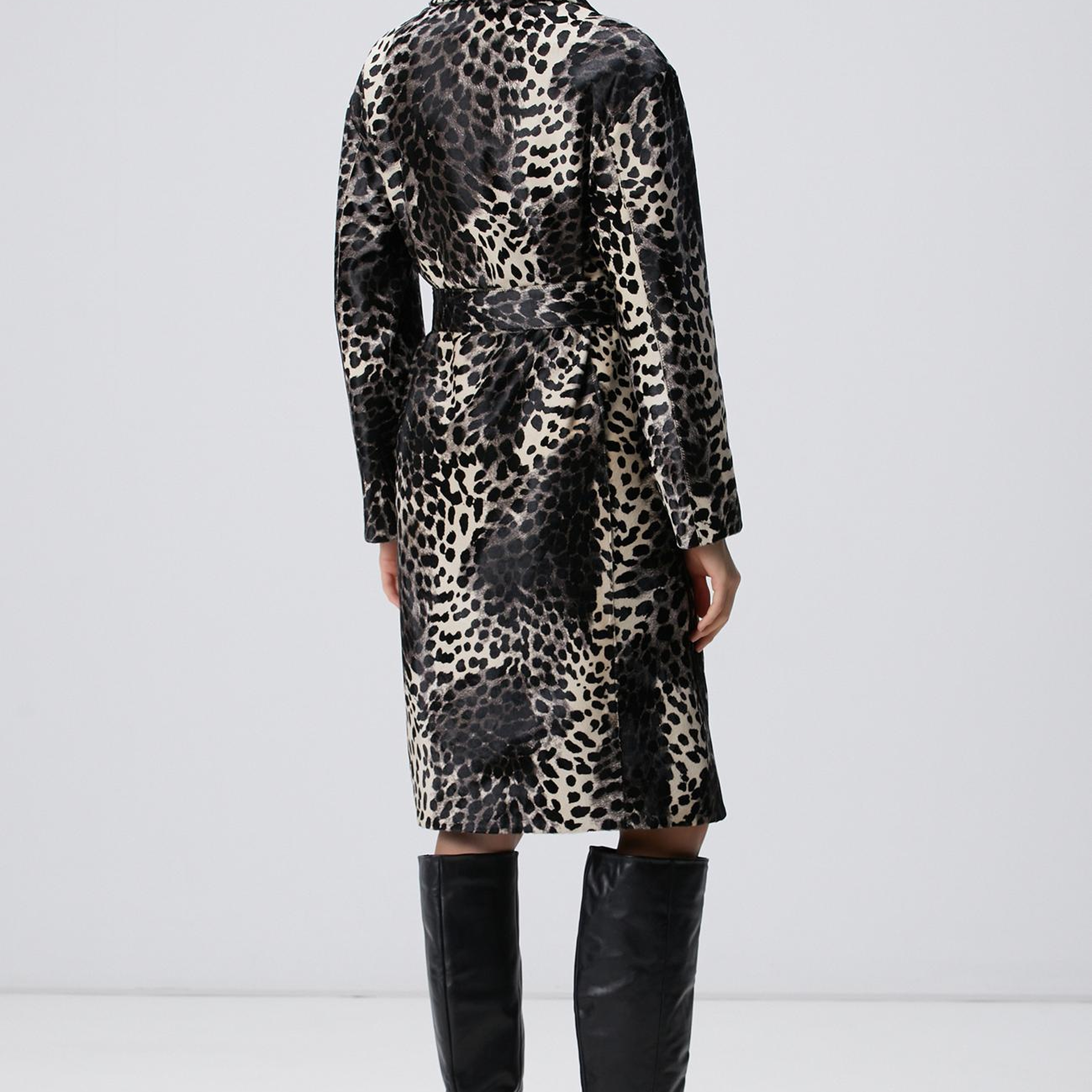 Network Kadın Limited Siyah Leopar Desenli Deri Kaban