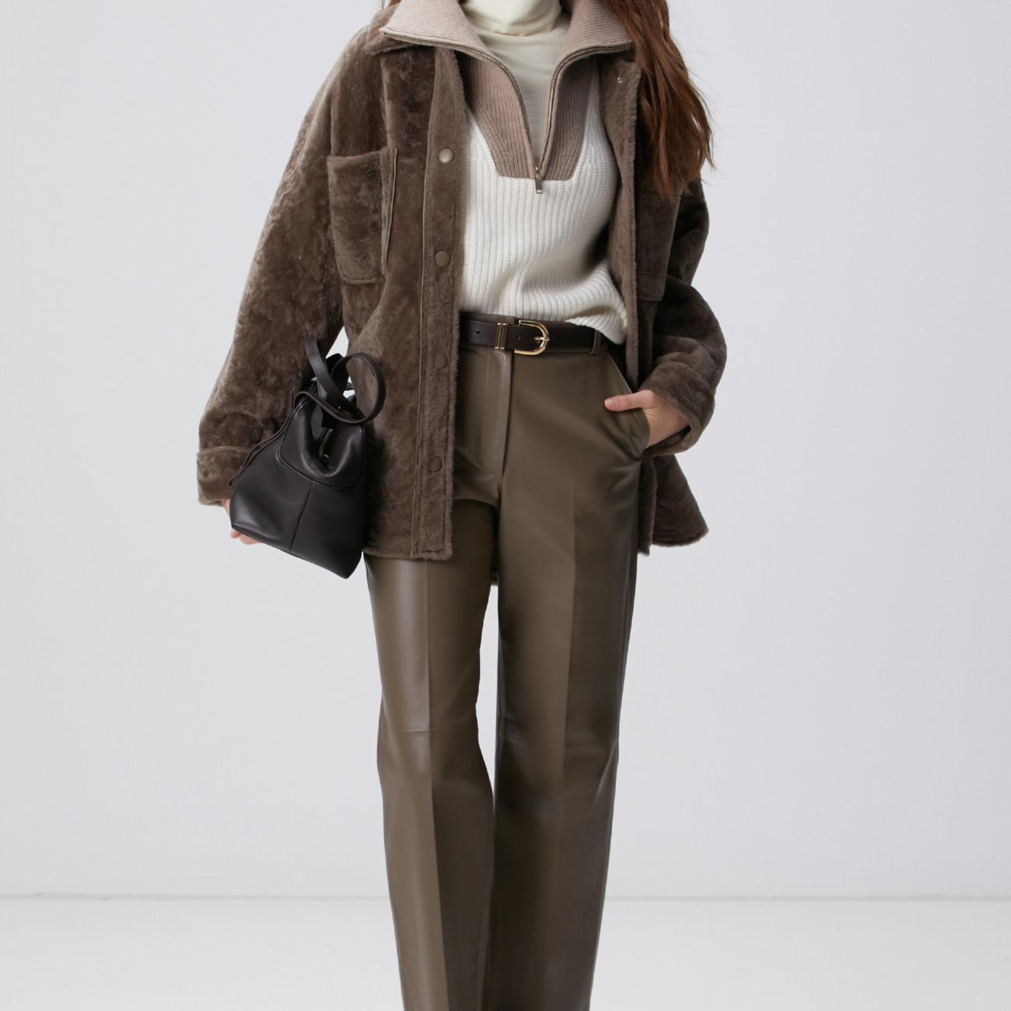 Network Kadın Vizon Yüksek Bel Deri Pantolon