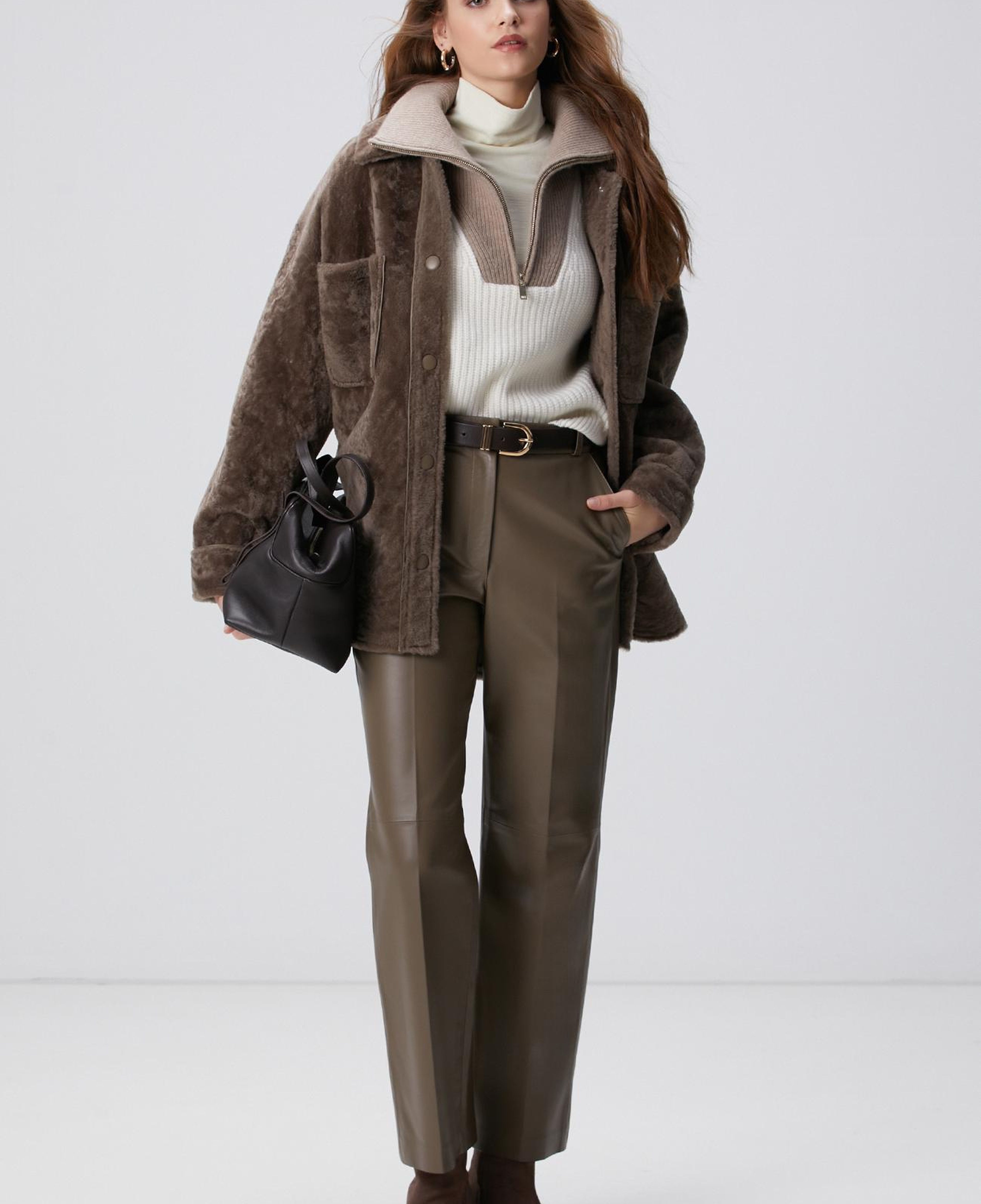 Network Kadın Vizon Yüksek Bel Deri Pantolon