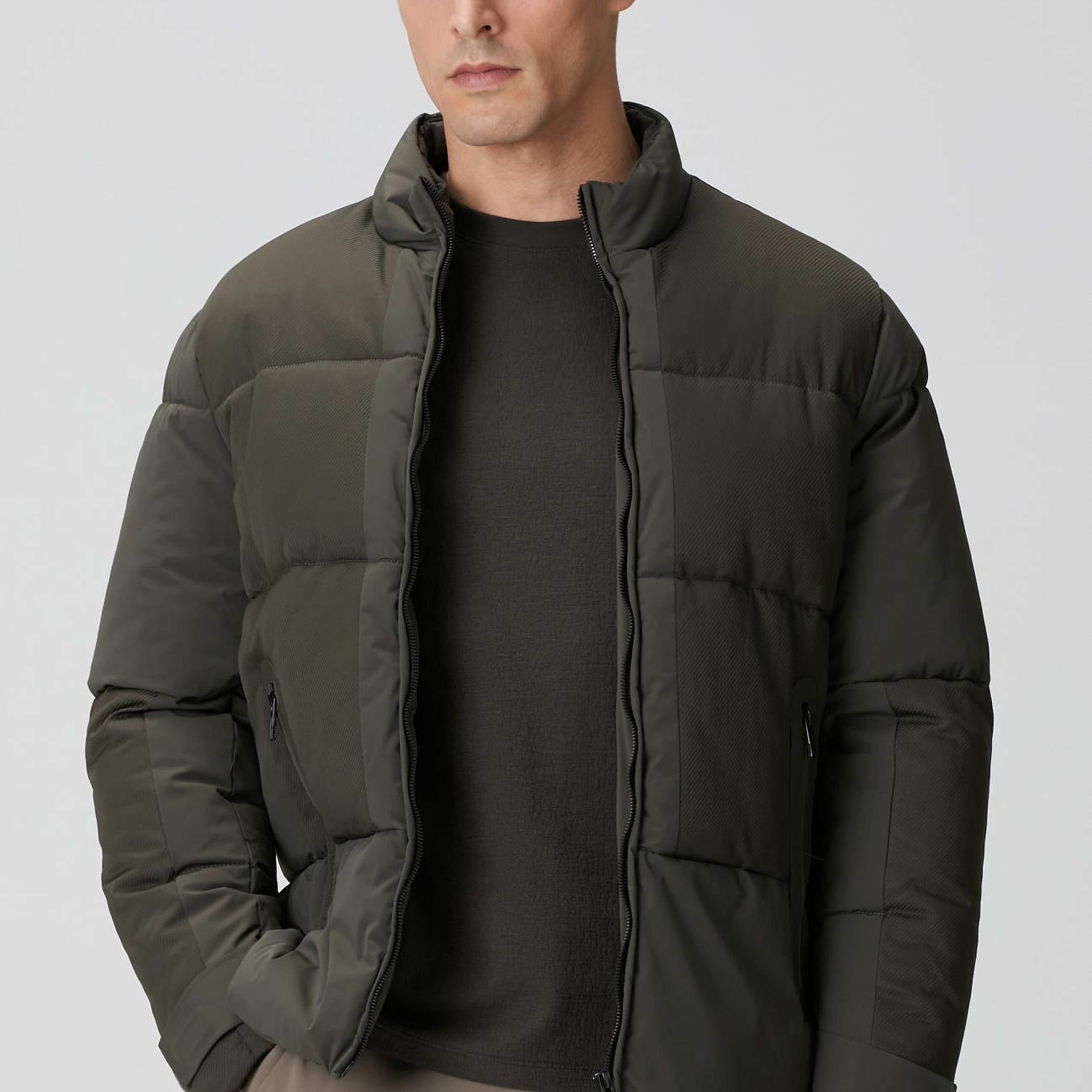 Network Erkek N-Tech Haki Dik Yaka Puffer Mont