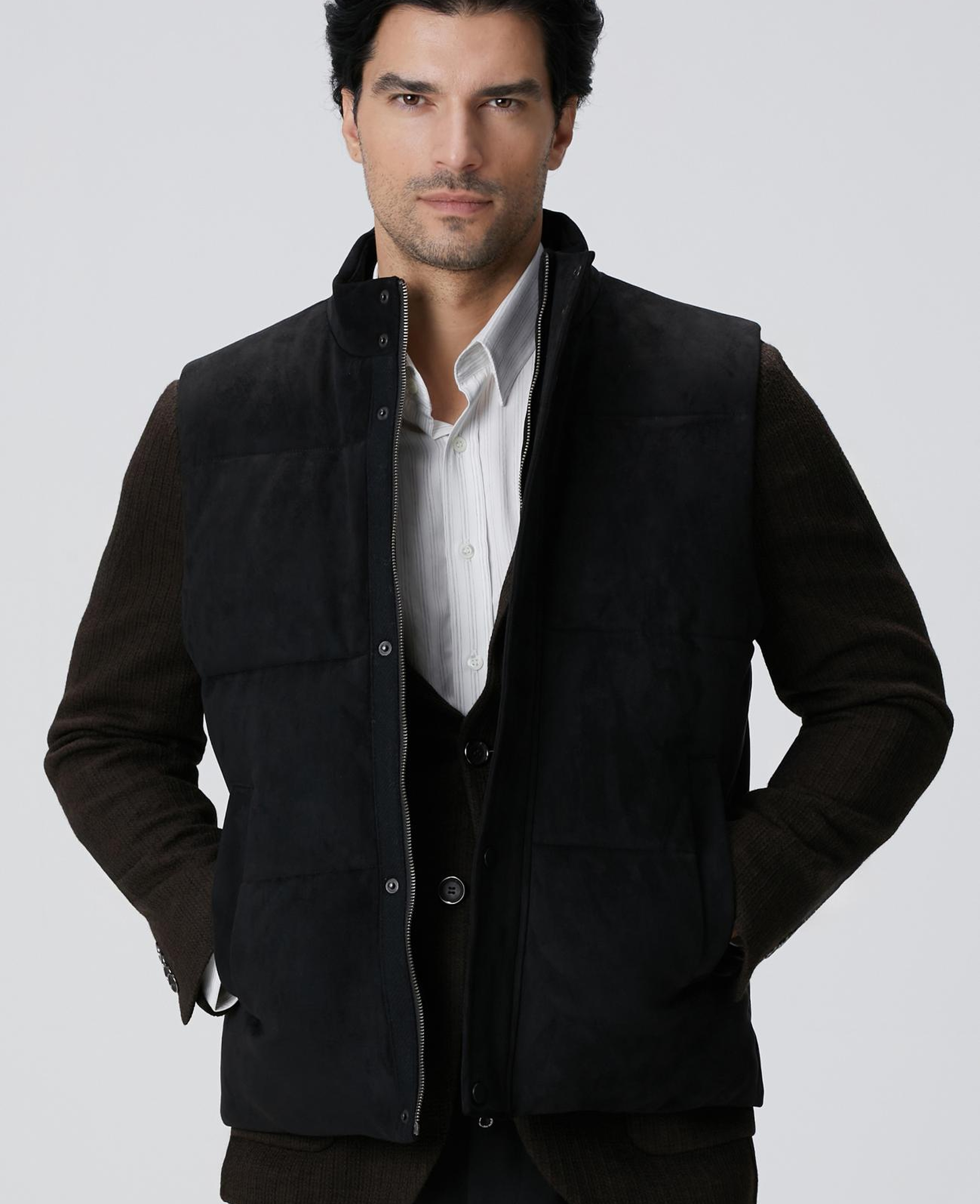 Network Erkek Siyah Kapitoneli Casual Yelek