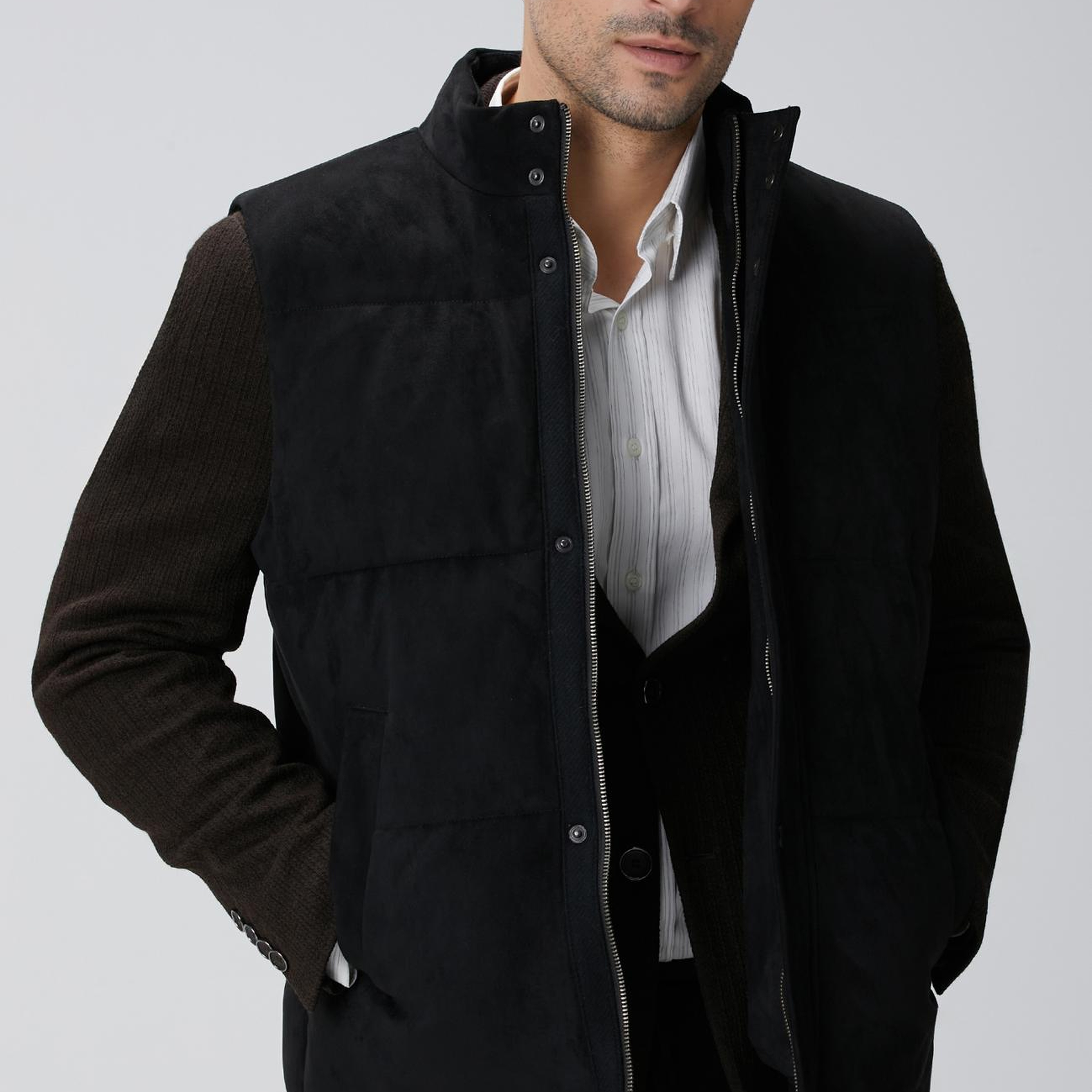 Network Erkek Siyah Kapitoneli Casual Yelek