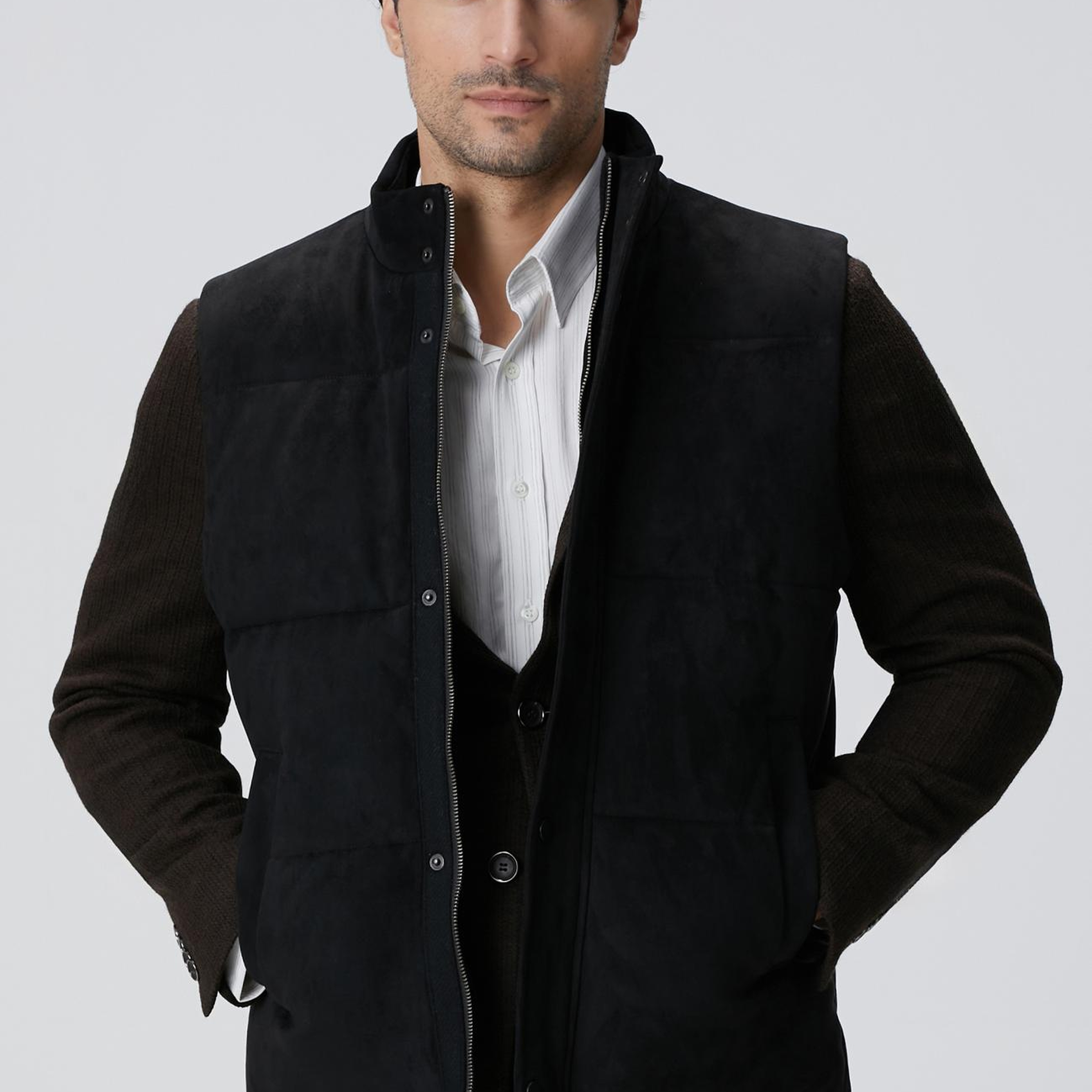 Network Erkek Siyah Kapitoneli Casual Yelek