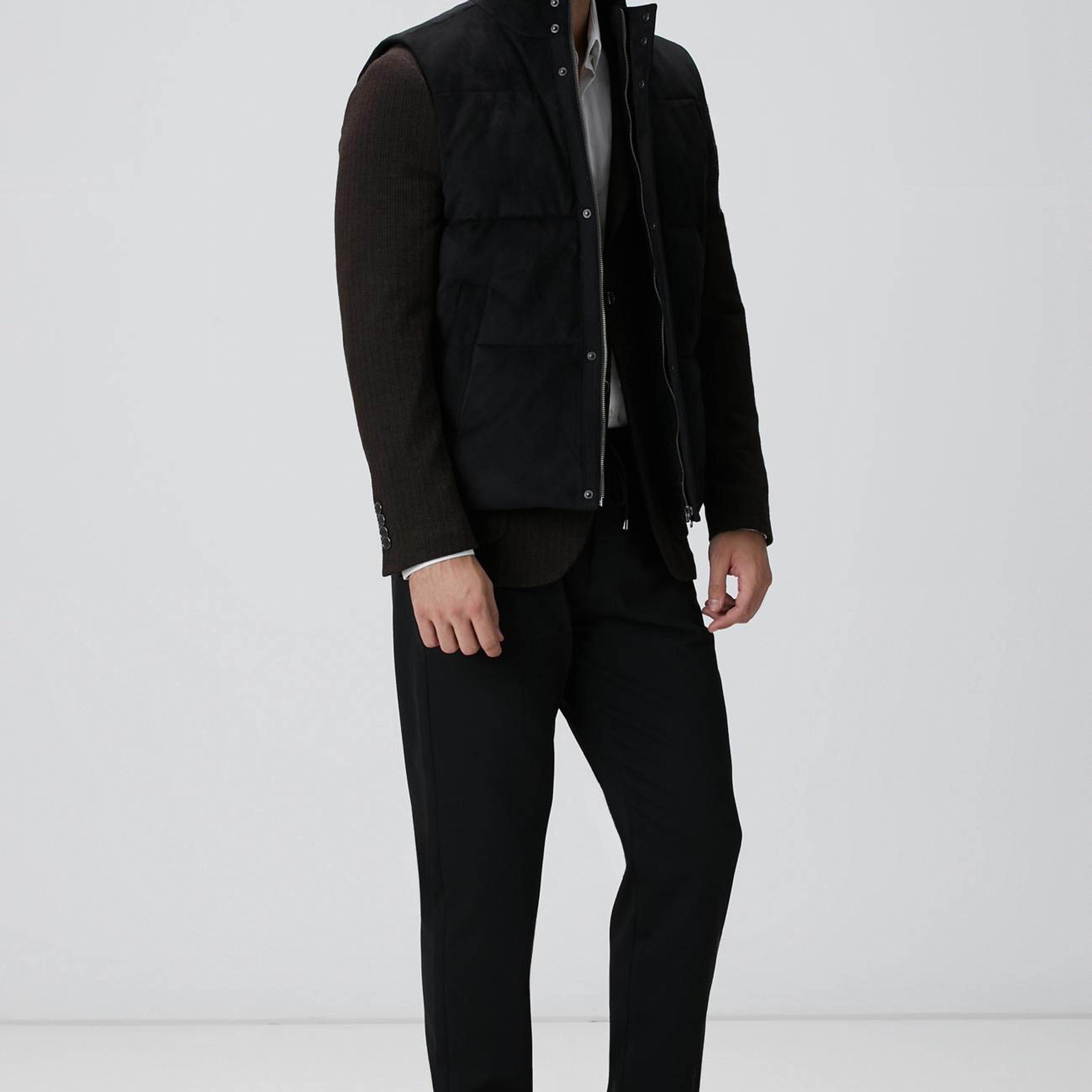 Network Erkek Siyah Kapitoneli Casual Yelek