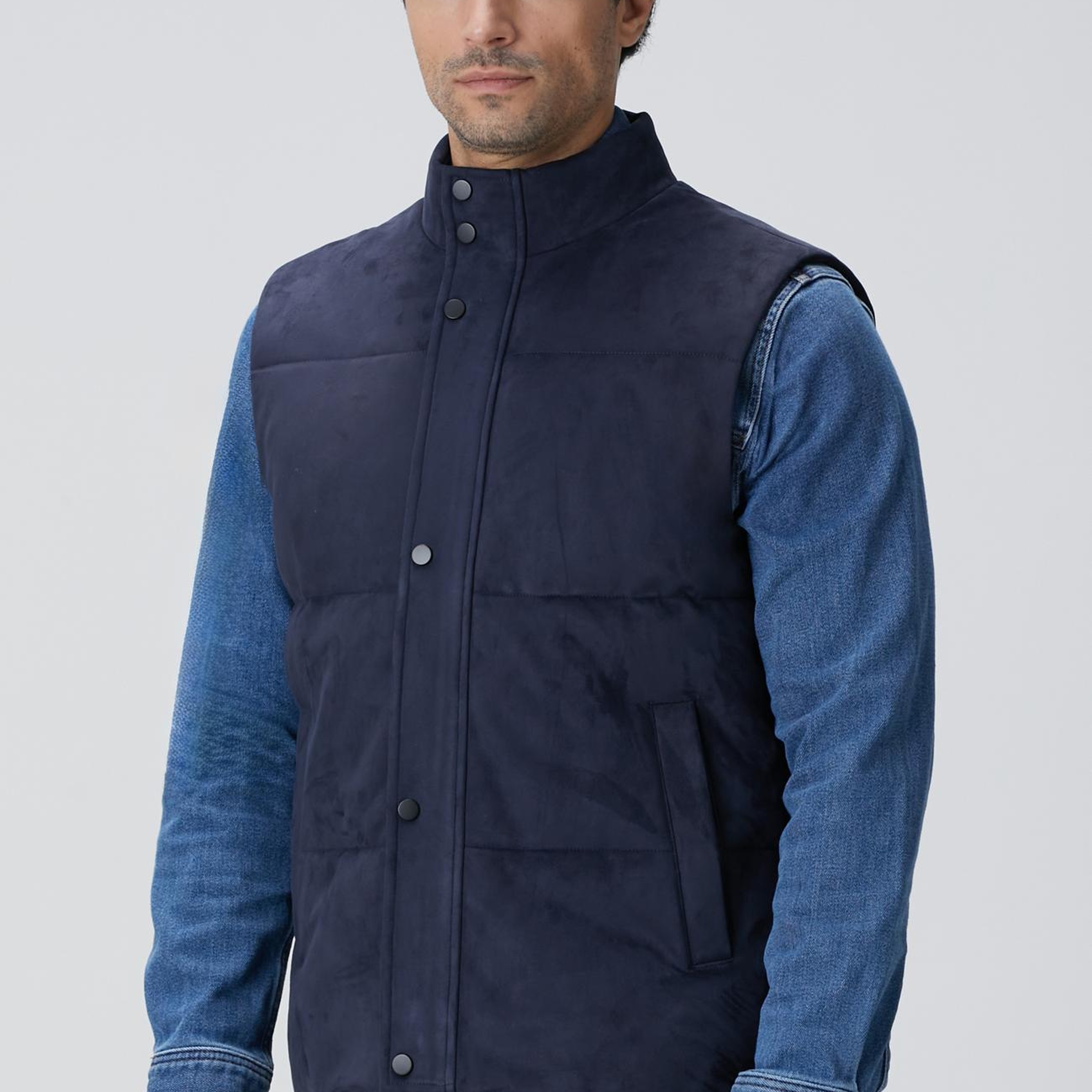 Network Erkek Lacivert Kapitoneli Casual Yelek