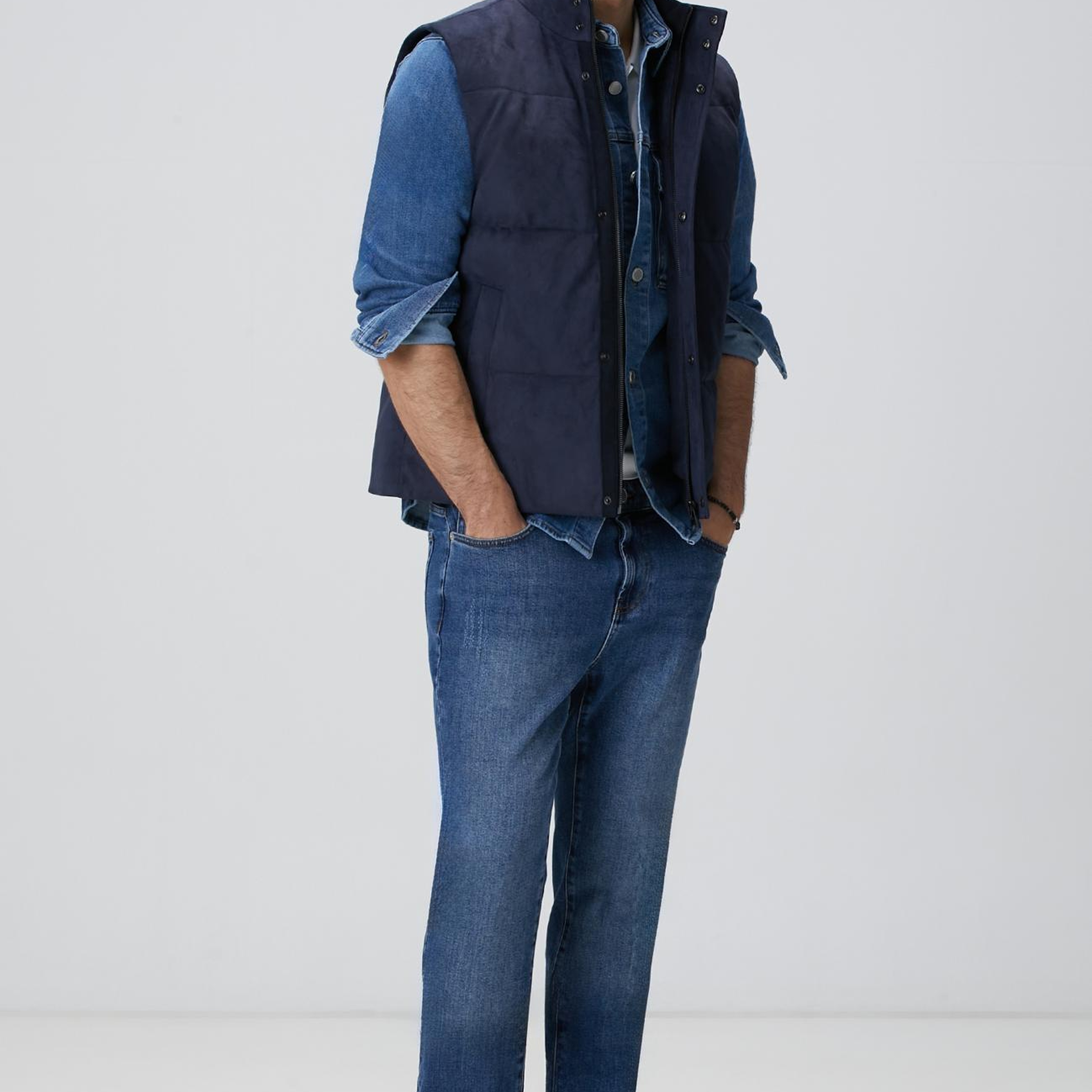 Network Erkek Lacivert Kapitoneli Casual Yelek