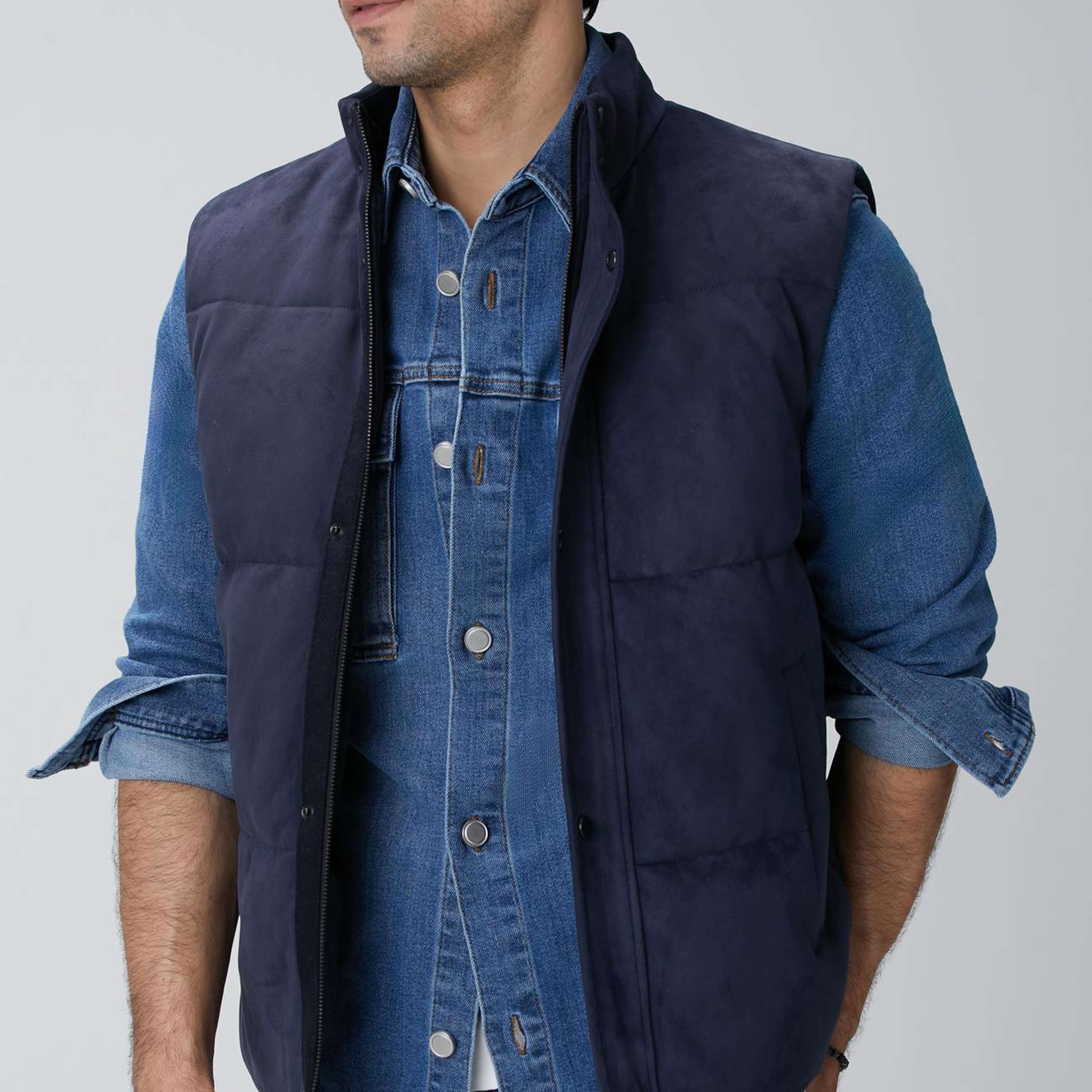 Network Erkek Lacivert Kapitoneli Casual Yelek