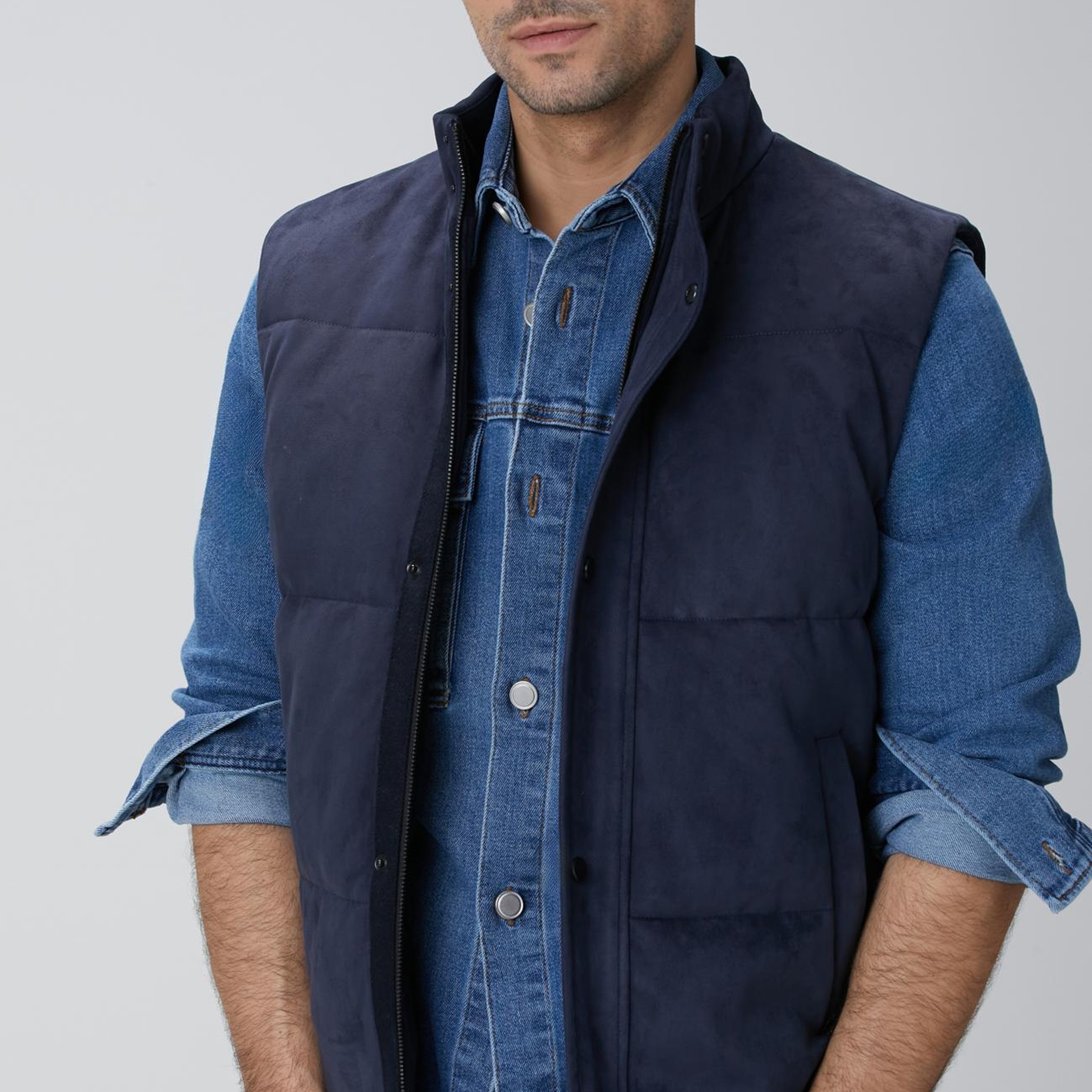 Network Erkek Lacivert Kapitoneli Casual Yelek