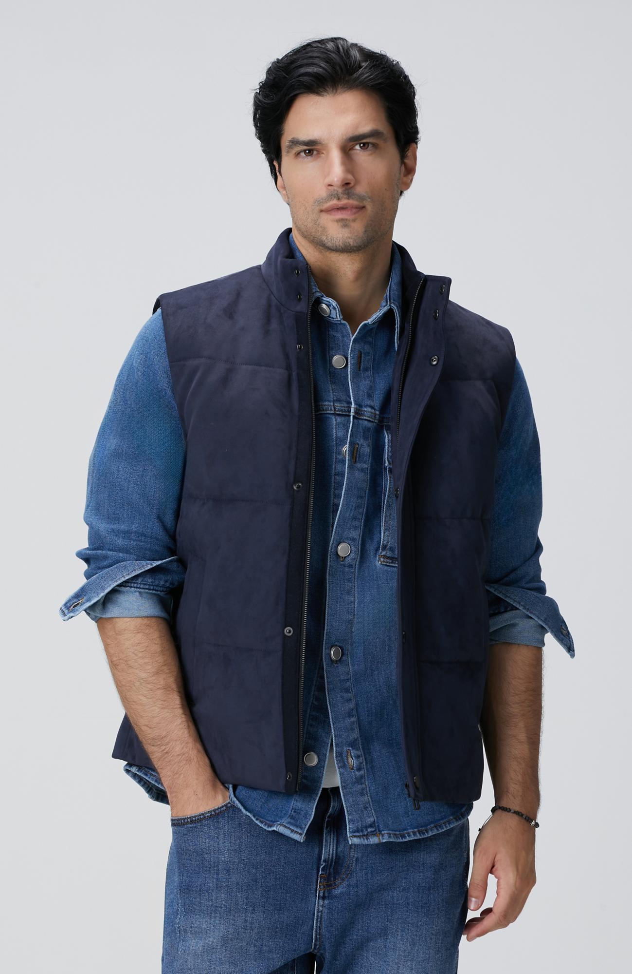 Network Erkek Lacivert Kapitoneli Casual Yelek