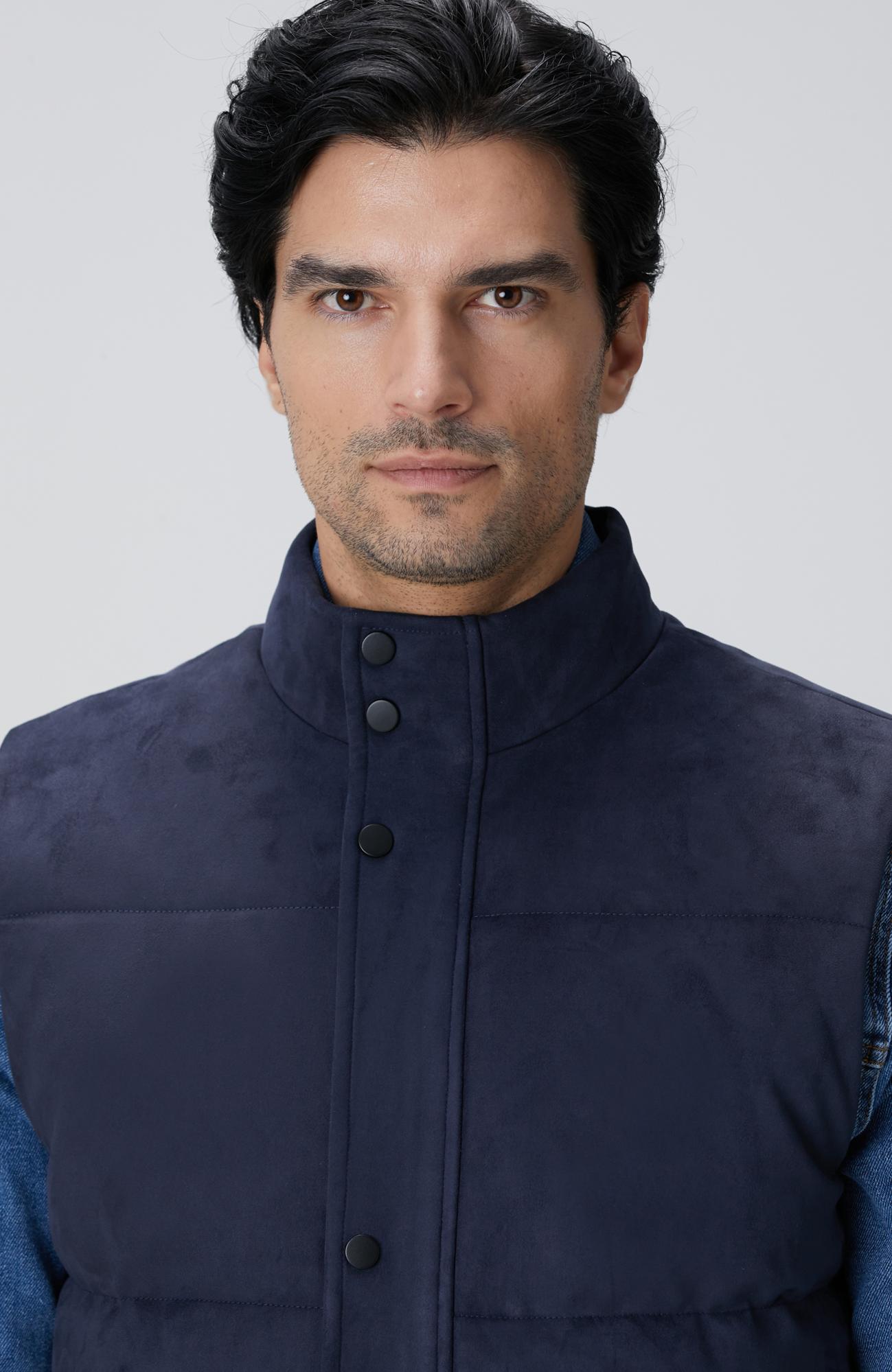 Network Erkek Lacivert Kapitoneli Casual Yelek