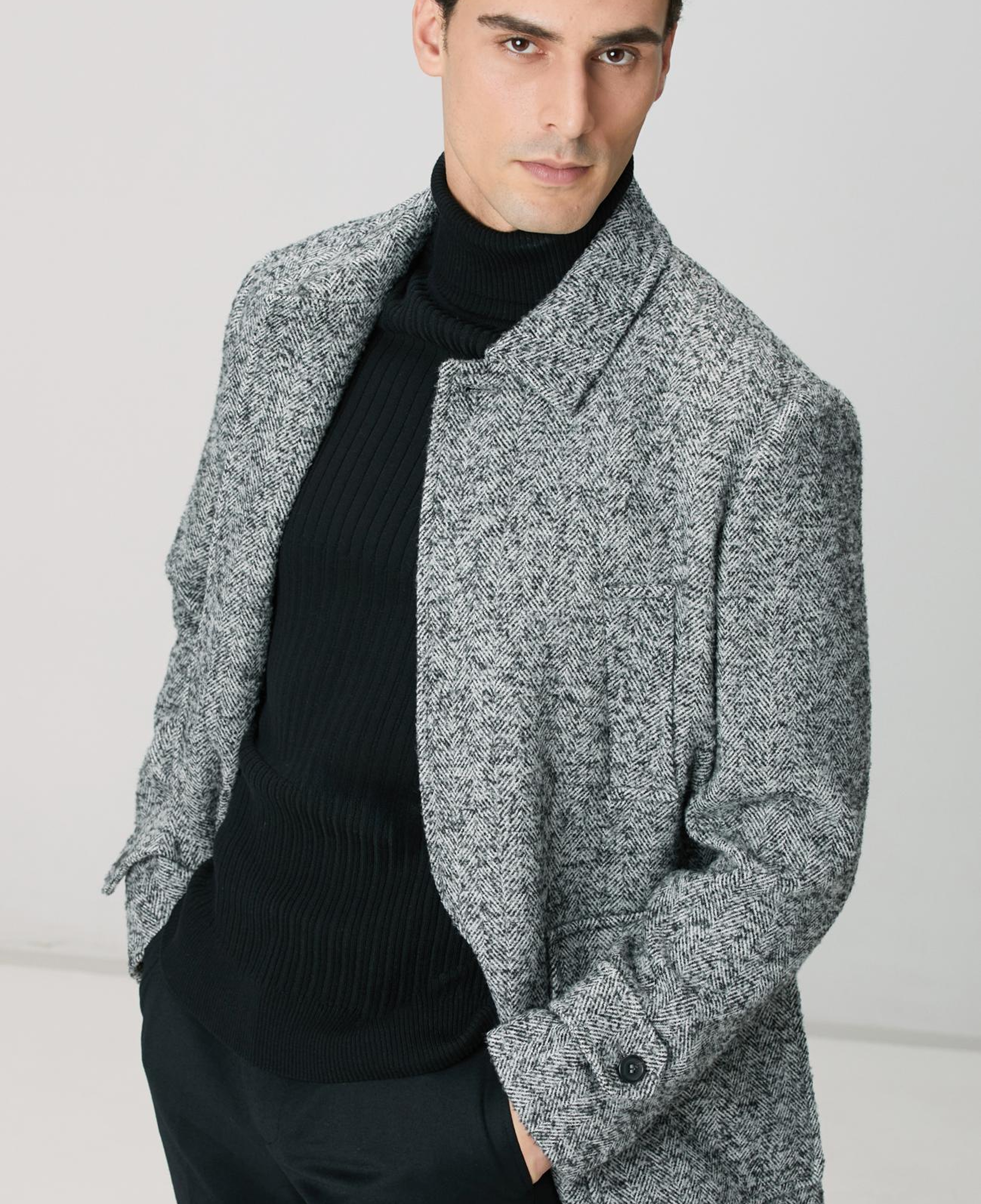 Network Erkek Antrasit Yün Karışımlı Kaban