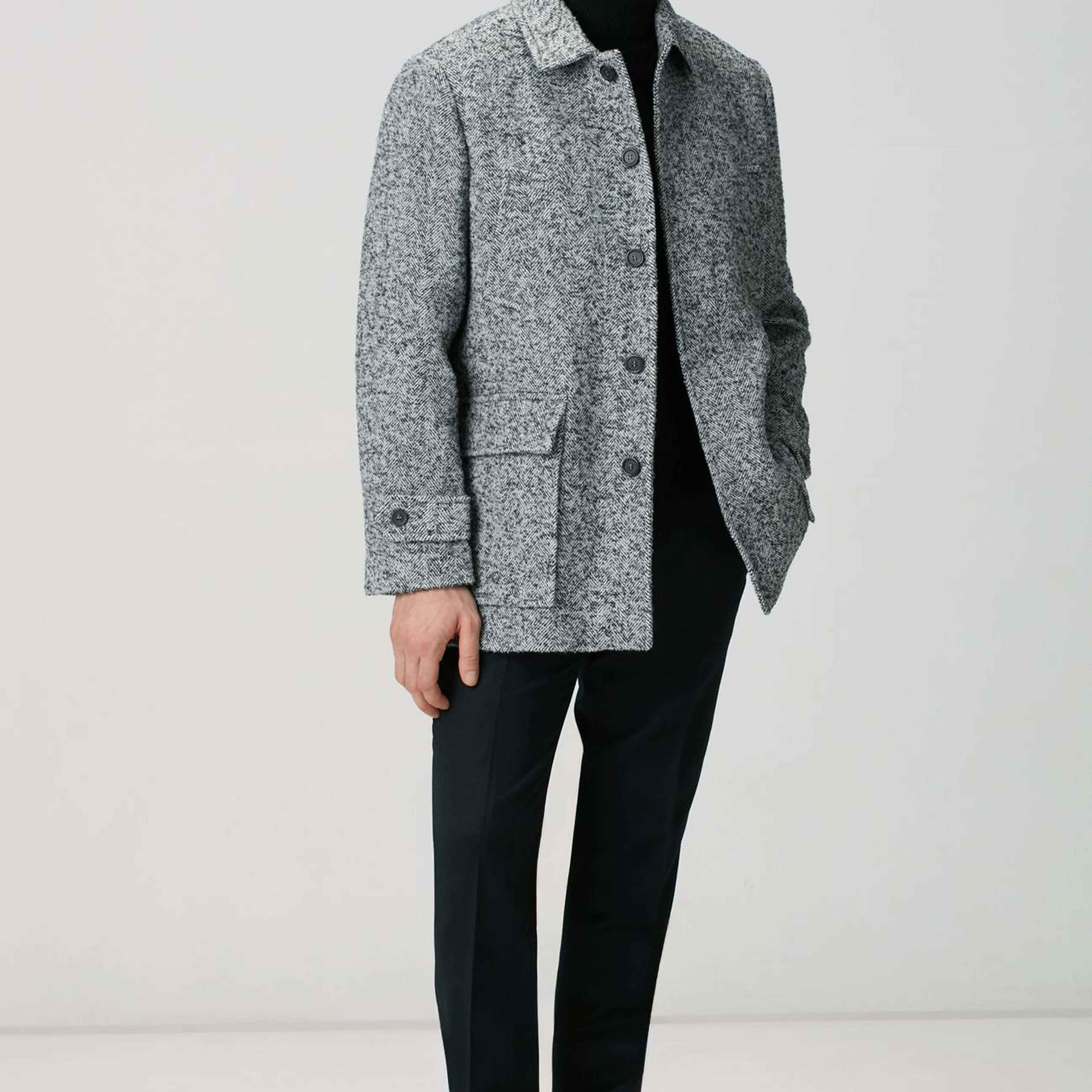 Network Erkek Antrasit Yün Karışımlı Kaban