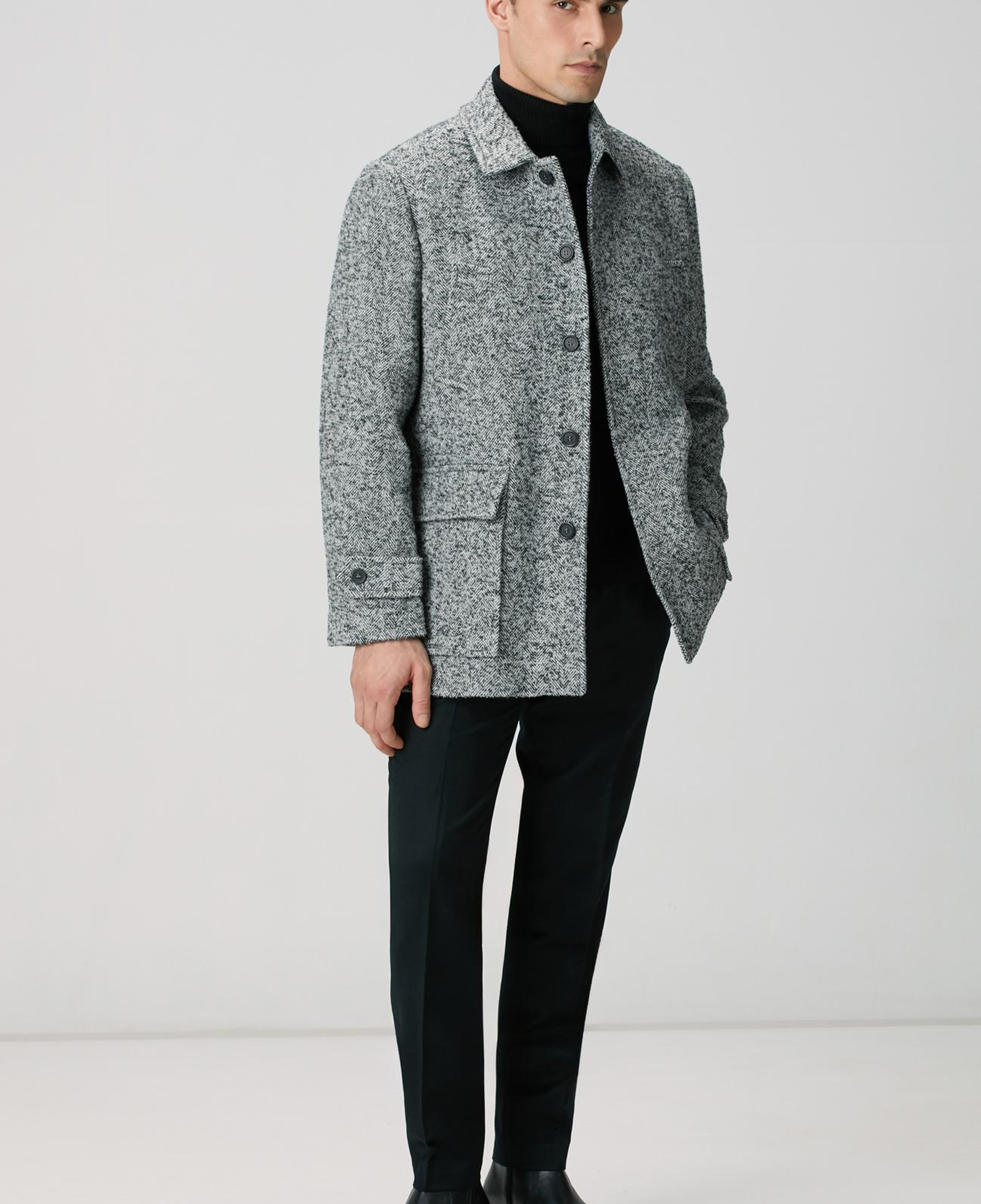 Network Erkek Antrasit Yün Karışımlı Kaban