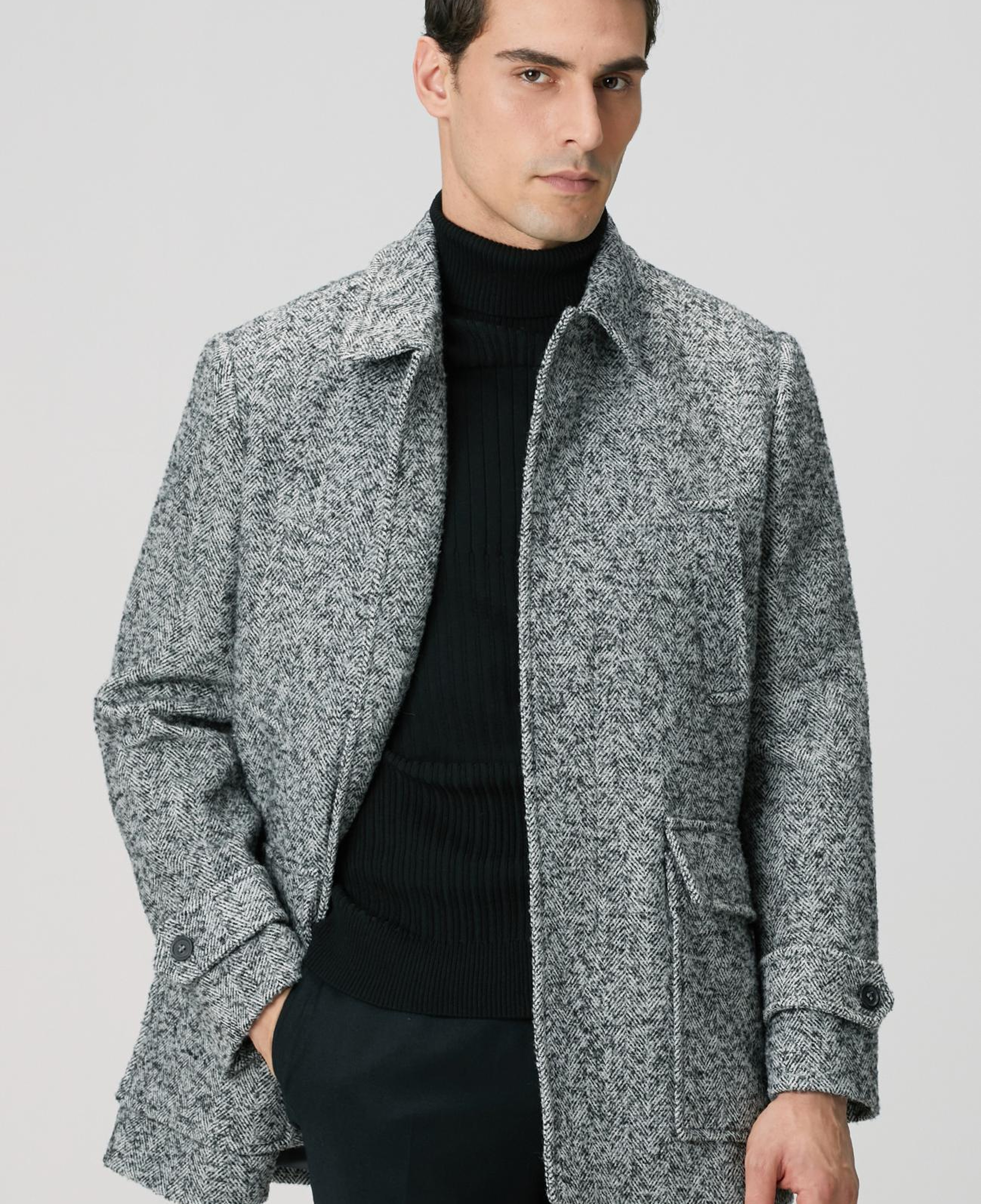 Network Erkek Antrasit Yün Karışımlı Kaban