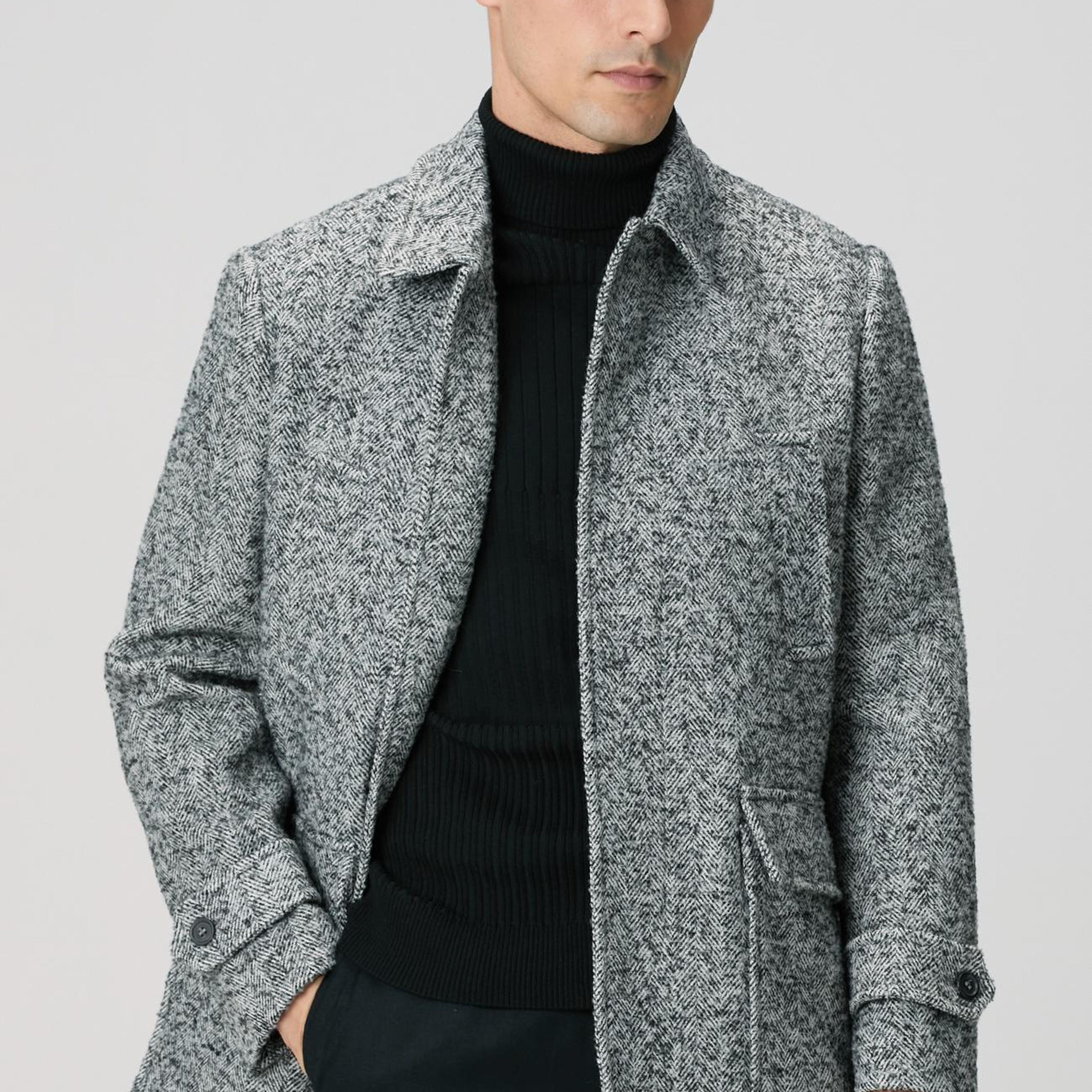 Network Erkek Antrasit Yün Karışımlı Kaban