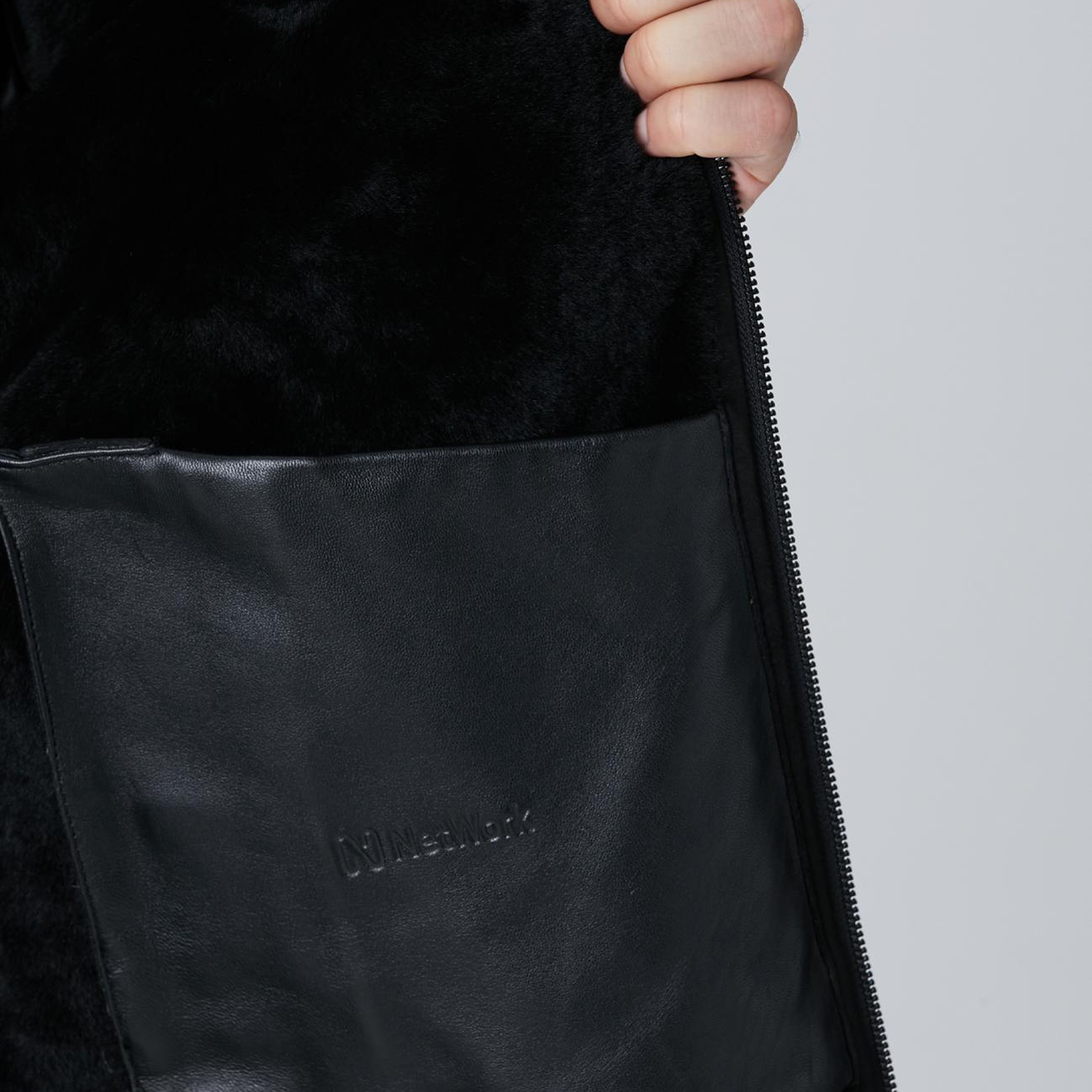 Network Erkek Siyah Deri Mont